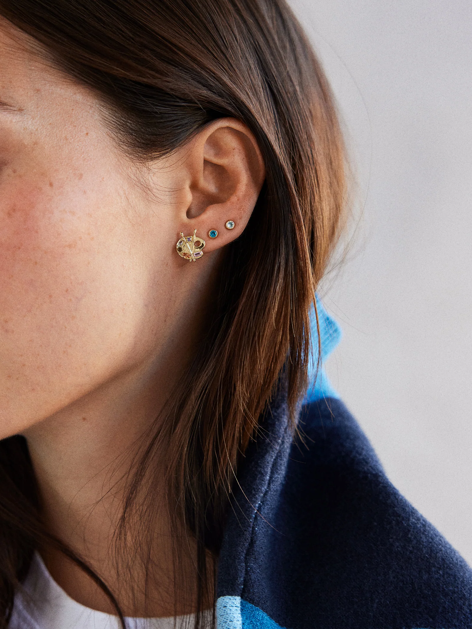 14K Gold Just For Fun Earrings - Painting Palette - Image 2