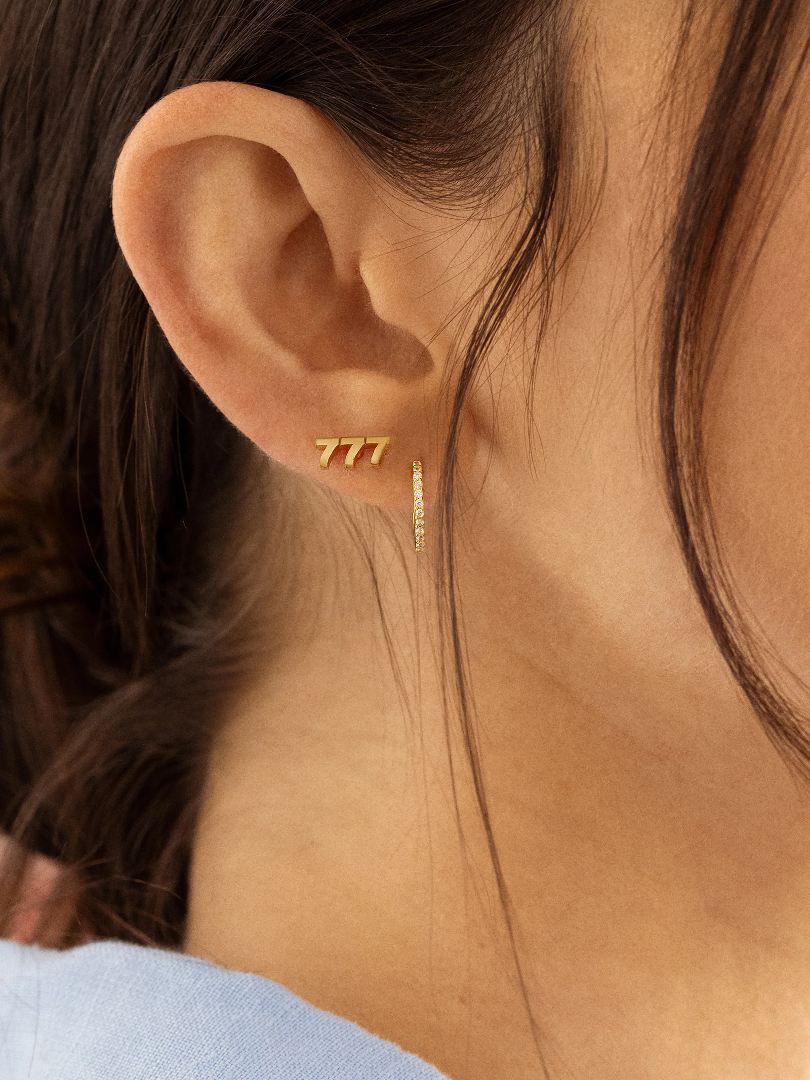 18K Gold Angel Number Earrings - Gold - Image 13