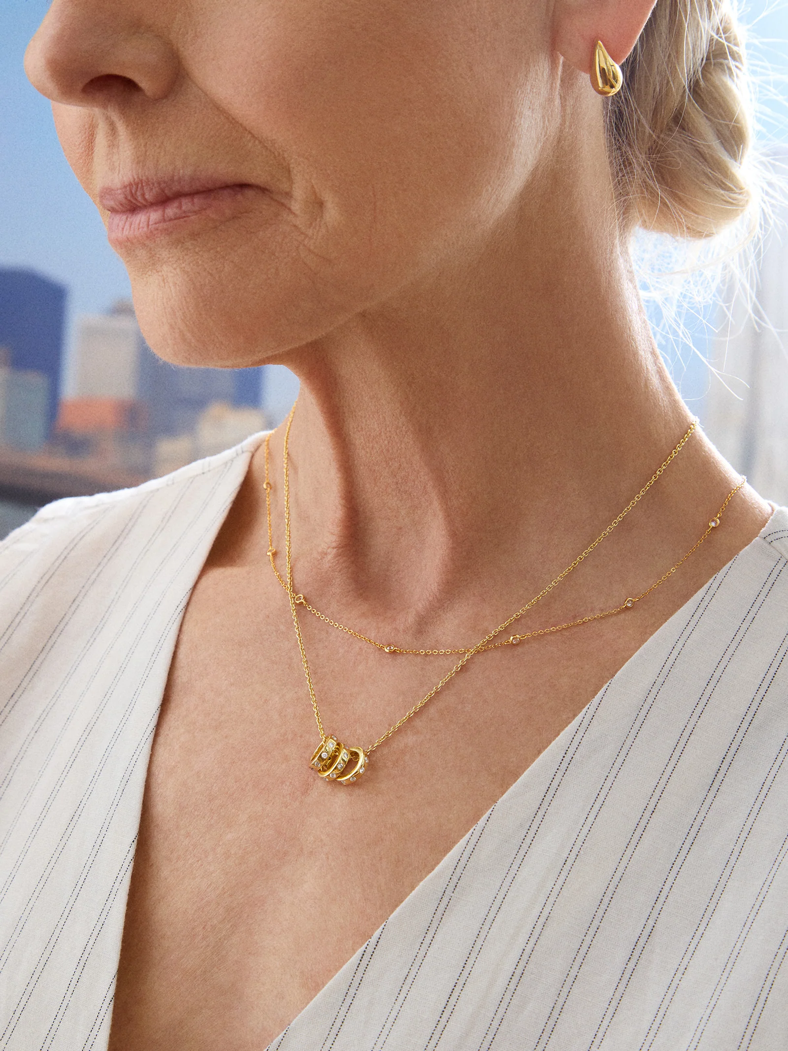 14K Gold Birthstone Charm Necklace - Gold - Image 3