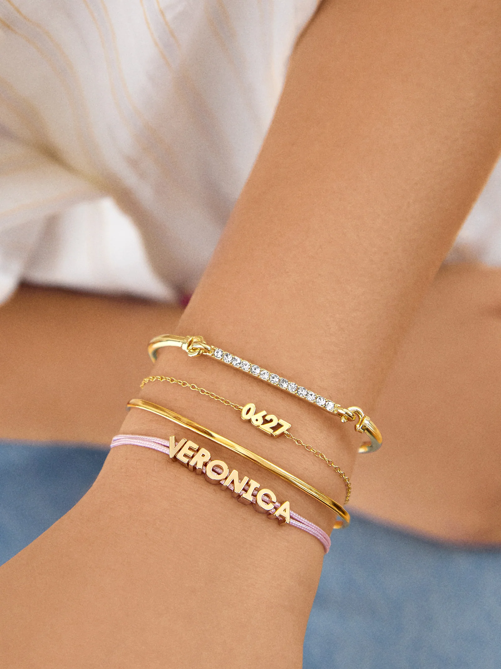 14K Gold Block Font Custom Number Bracelet - Block Font Numbers - Image 2