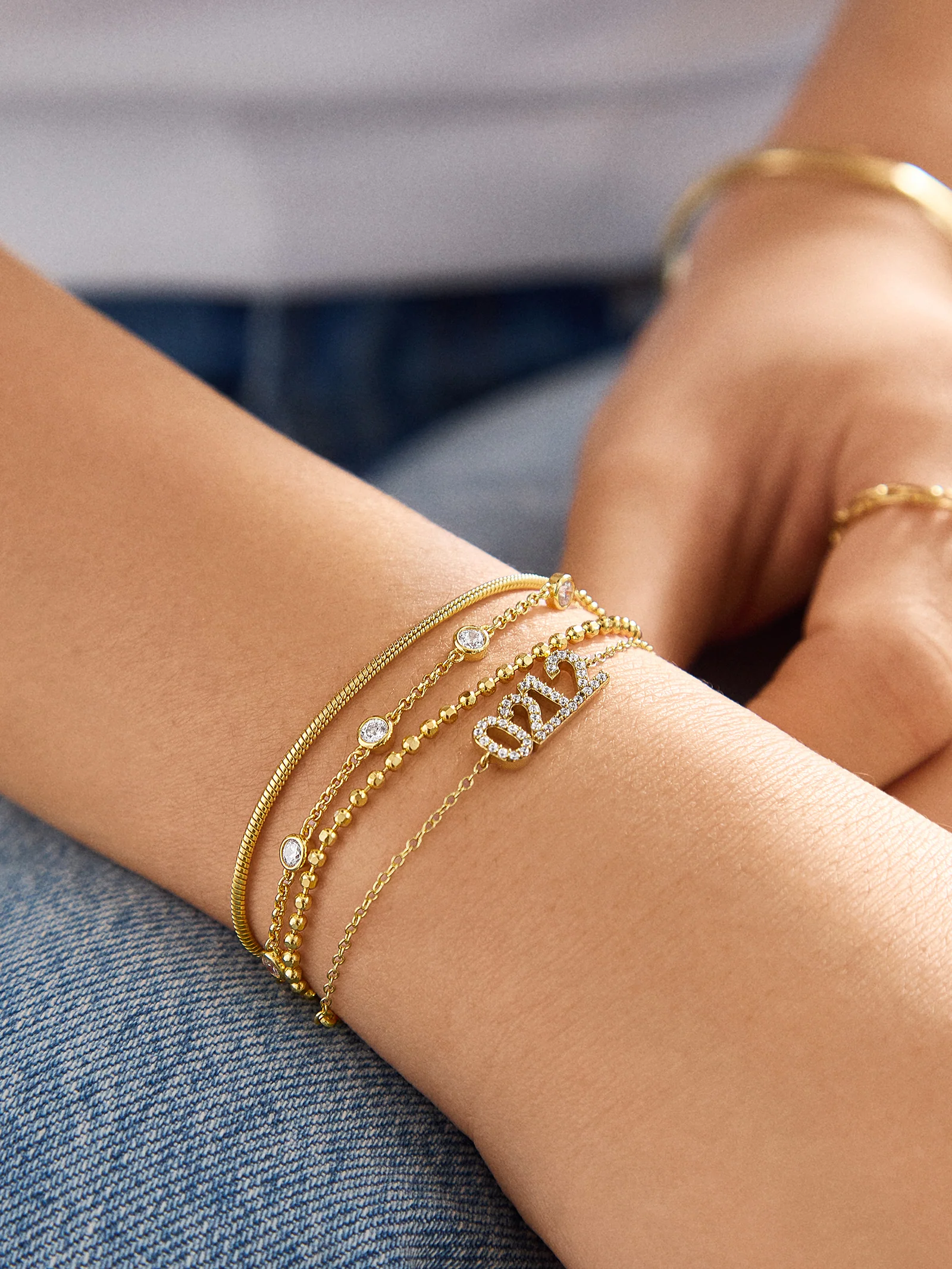 14K Gold Block Font Custom Number Bracelet - Block Font Numbers - Image 5