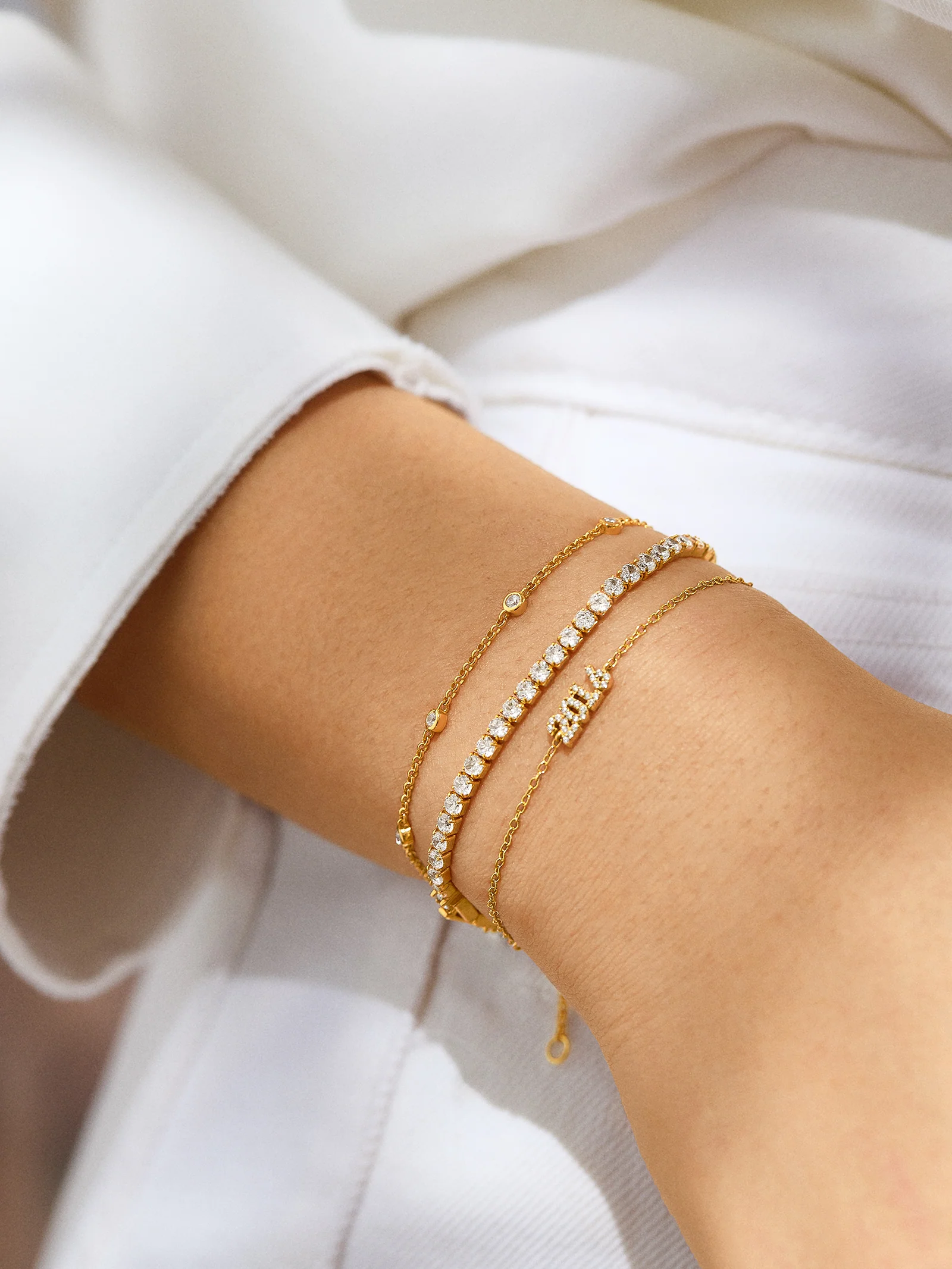 14K Gold Block Font Custom Number Bracelet - Block Font Numbers - Image 6
