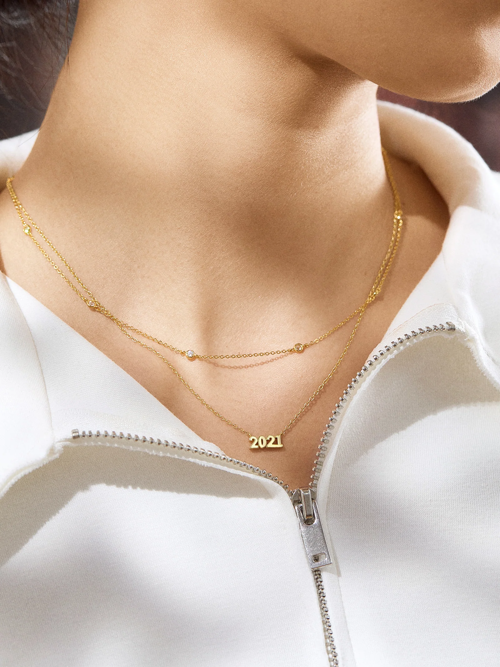 14K Gold Block Font Custom Number Necklace - Block Font Numbers - Image 3