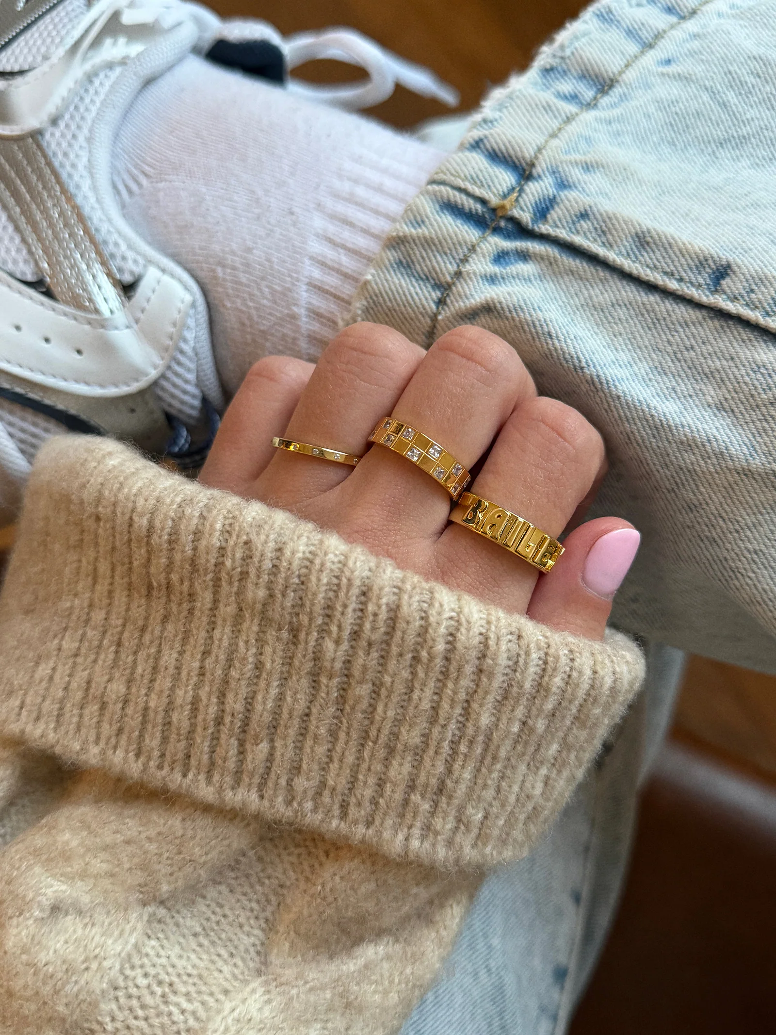 14K Gold Cigar Band Custom Ring - Gold - Image 2