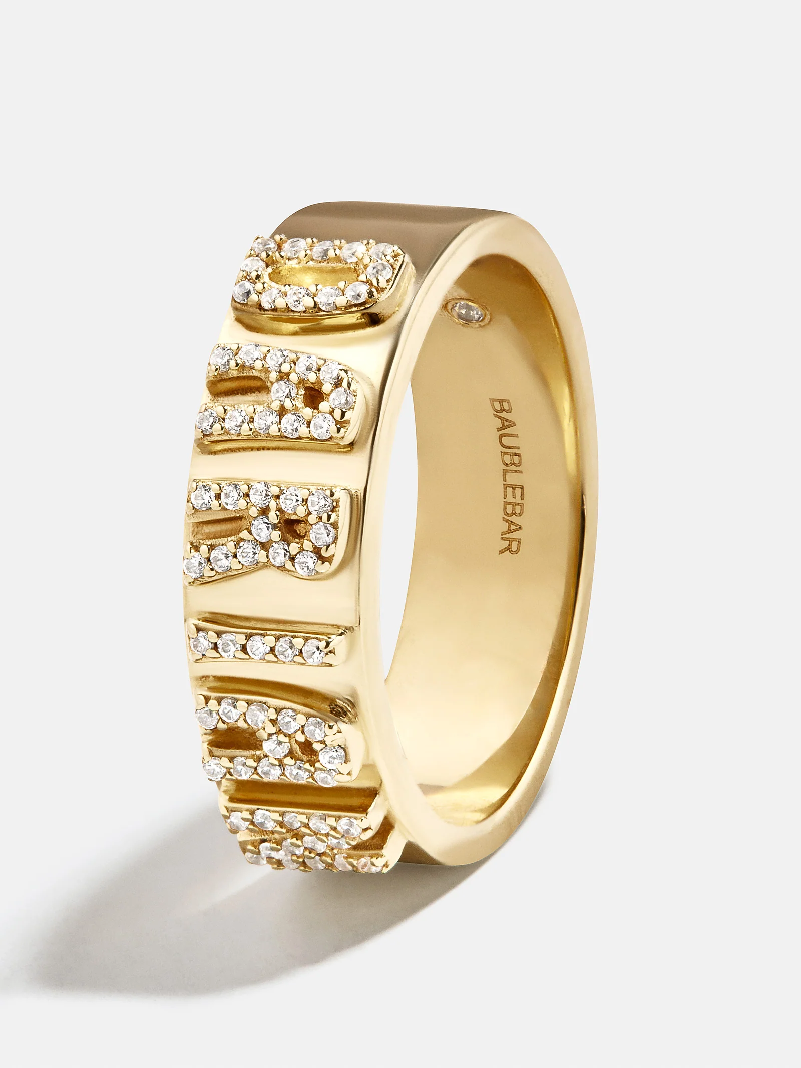 14K Gold Cigar Band Custom Ring - Gold/Pavé - Image 5