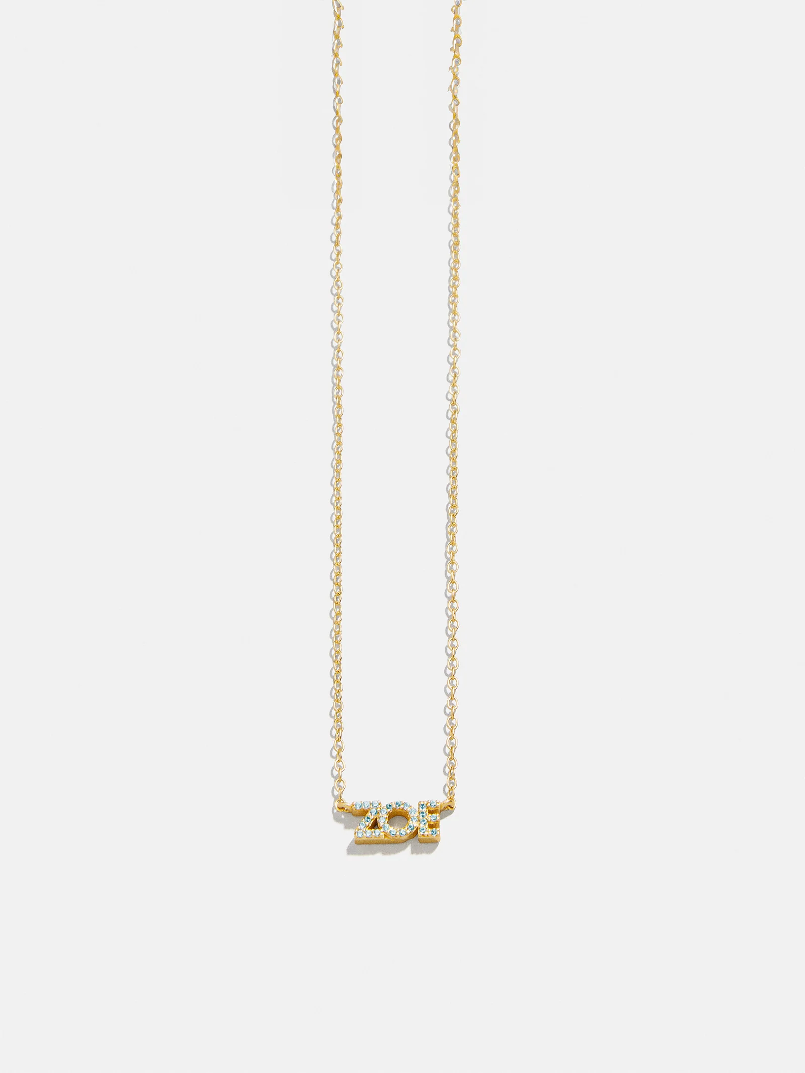 14K Gold Birthstone Custom Nameplate Necklace - Aquamarine - Image 3