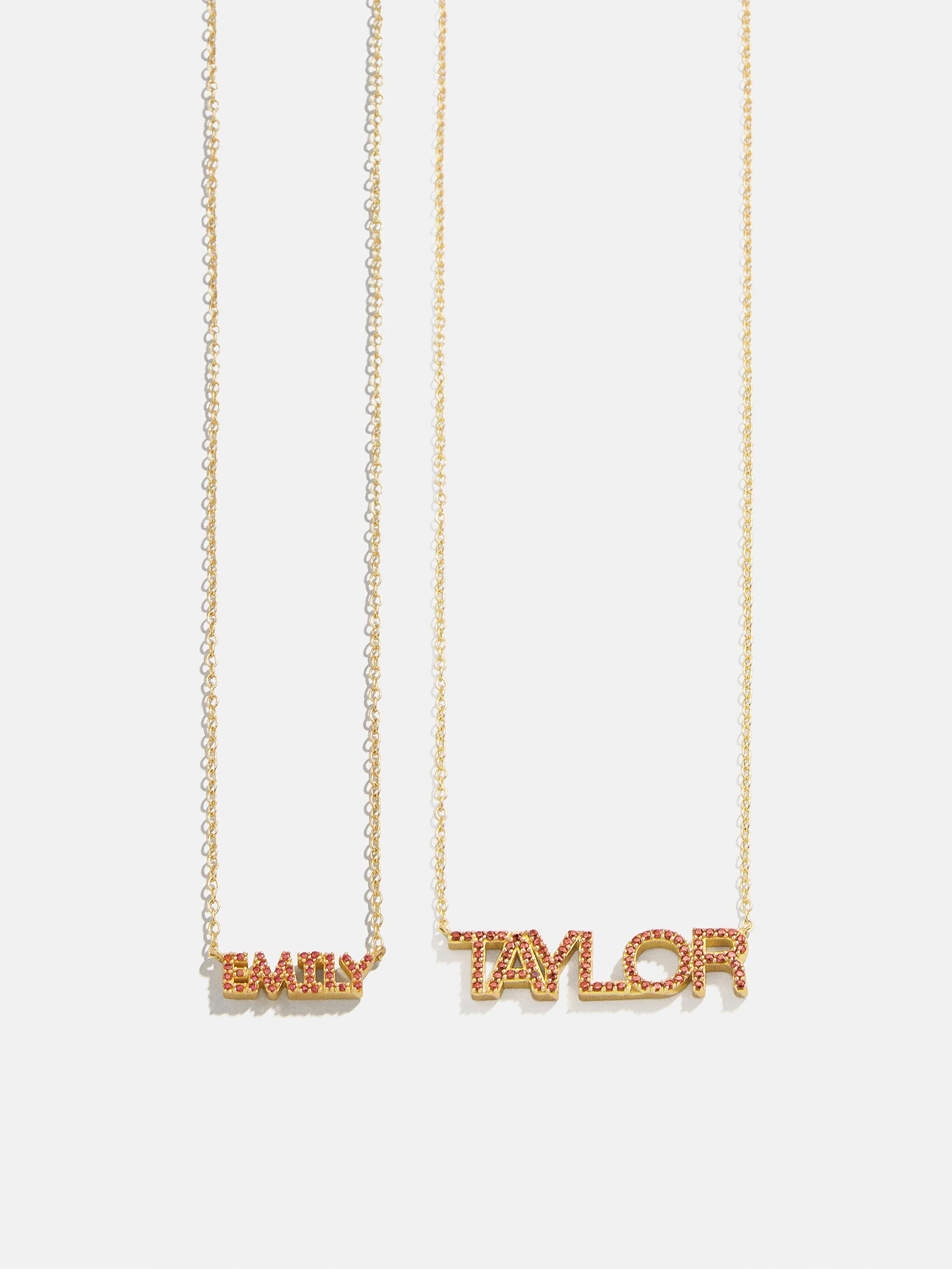 14K Gold Birthstone Custom Nameplate Necklace - Garnet