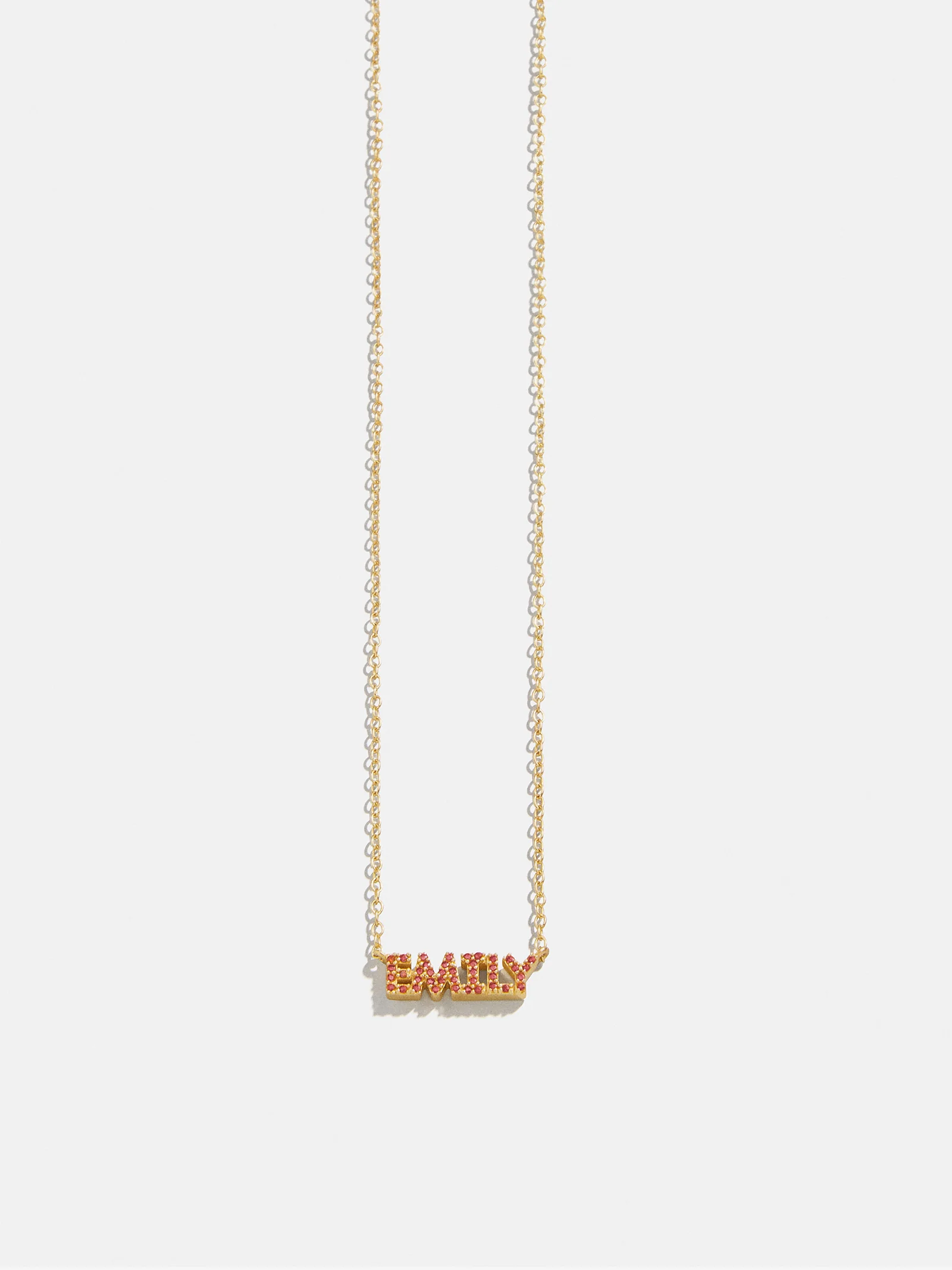 14K Gold Birthstone Custom Nameplate Necklace - Garnet - Image 3