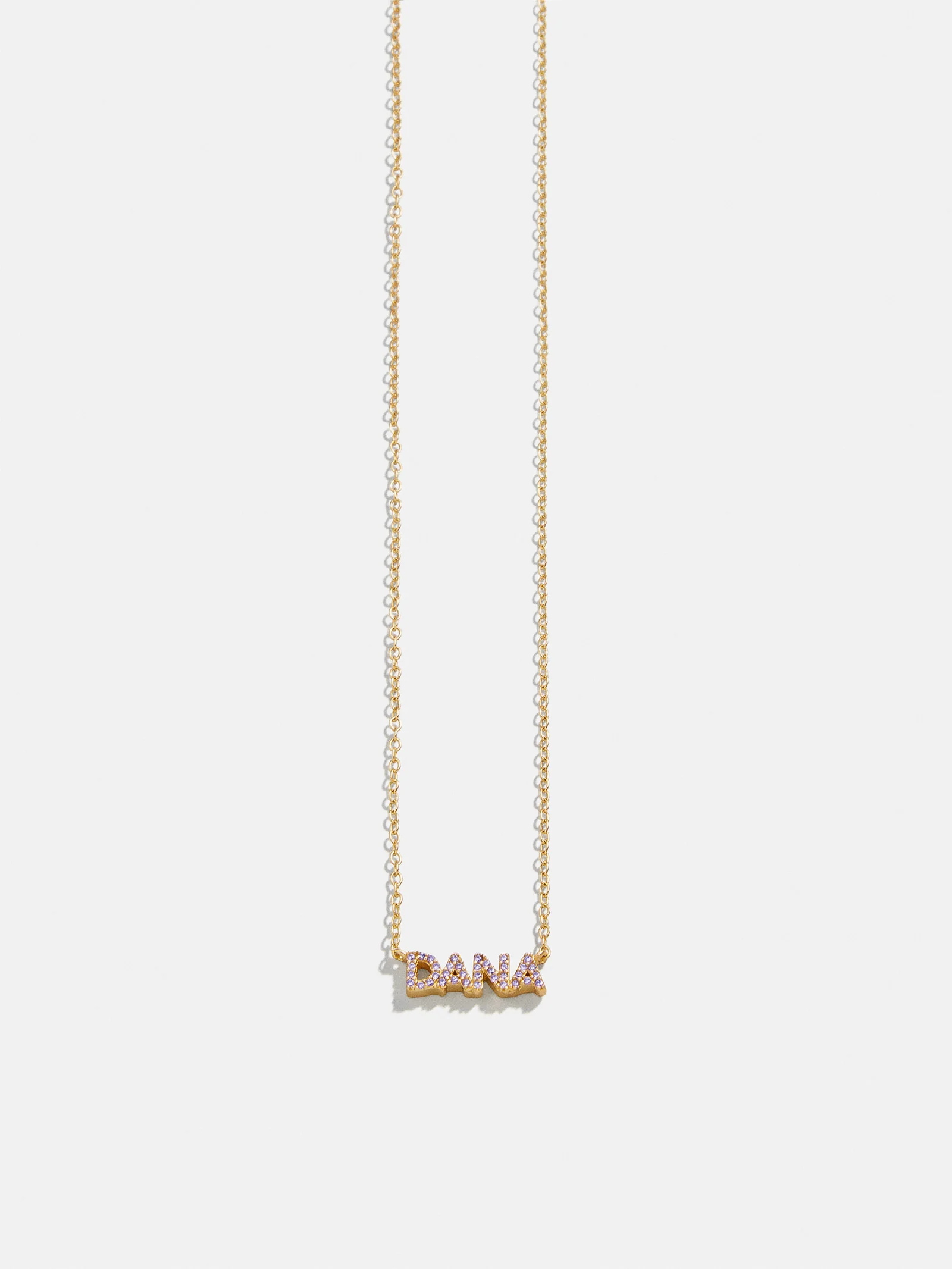 14K Gold Birthstone Custom Nameplate Necklace - Light Amethyst - Image 3