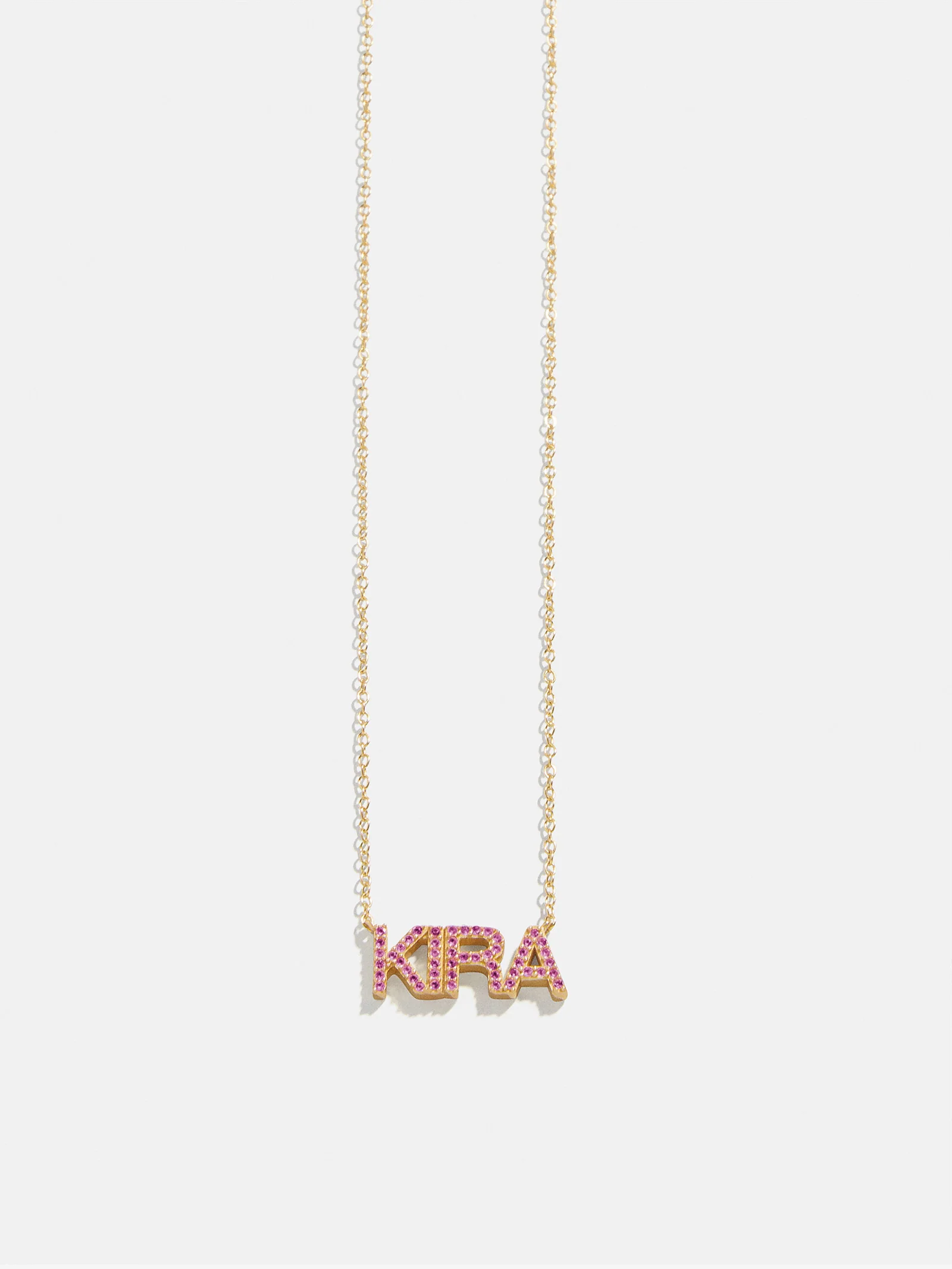 14K Gold Birthstone Custom Nameplate Necklace - Rose - Image 6