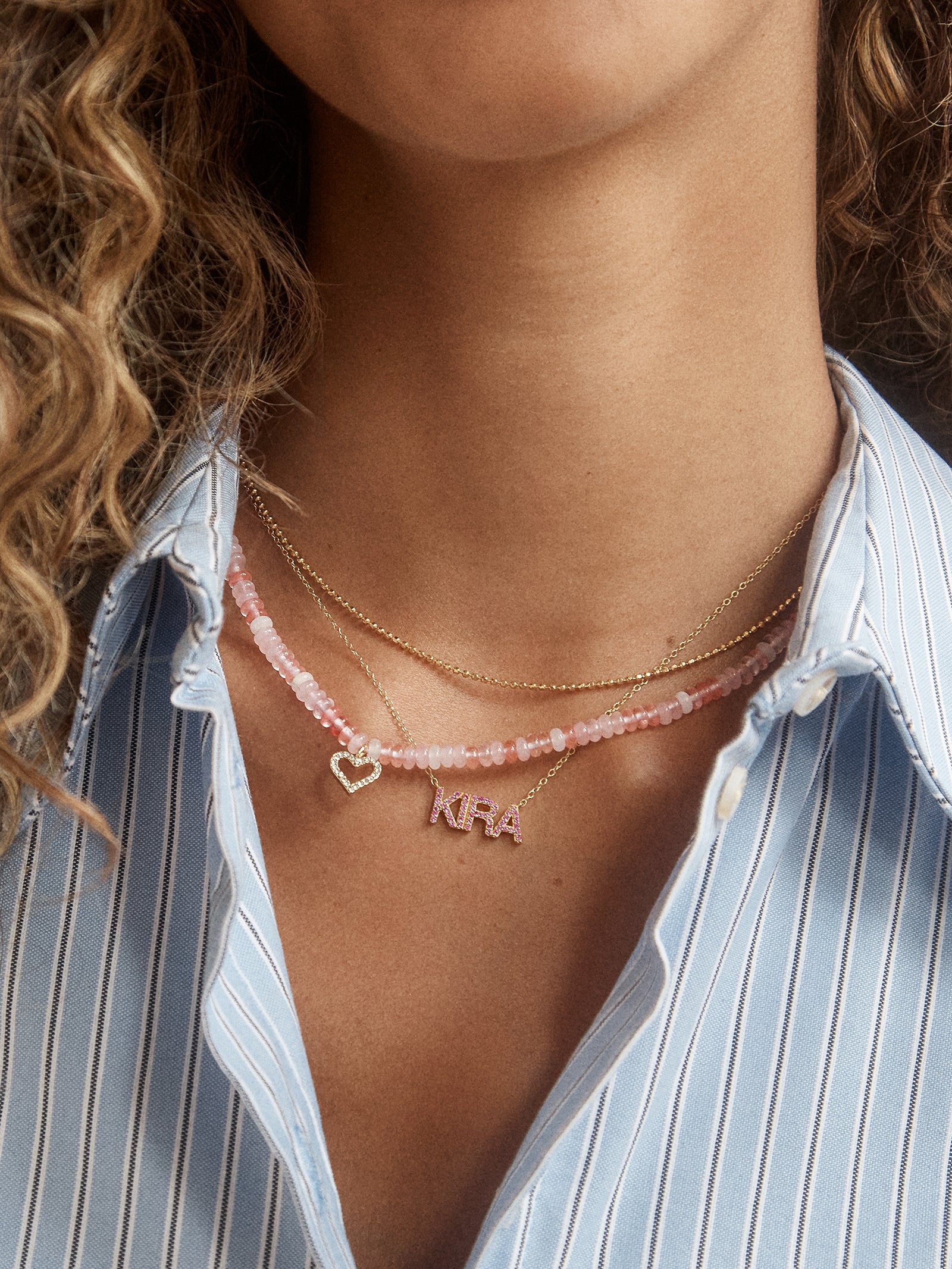 14K Gold Birthstone Custom Nameplate Necklace - Rose - Image 7
