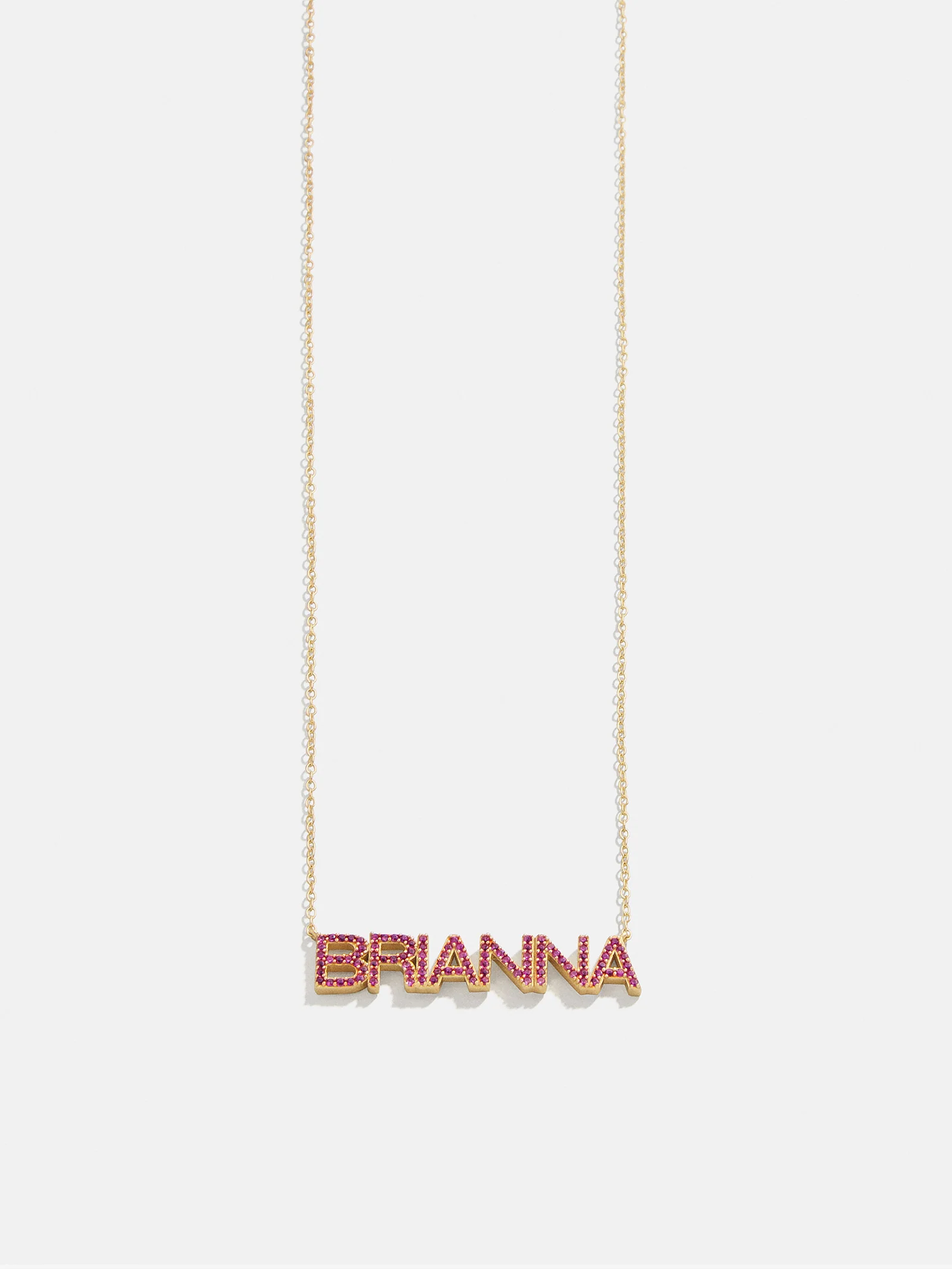 14K Gold Birthstone Custom Nameplate Necklace - Ruby - Image 6