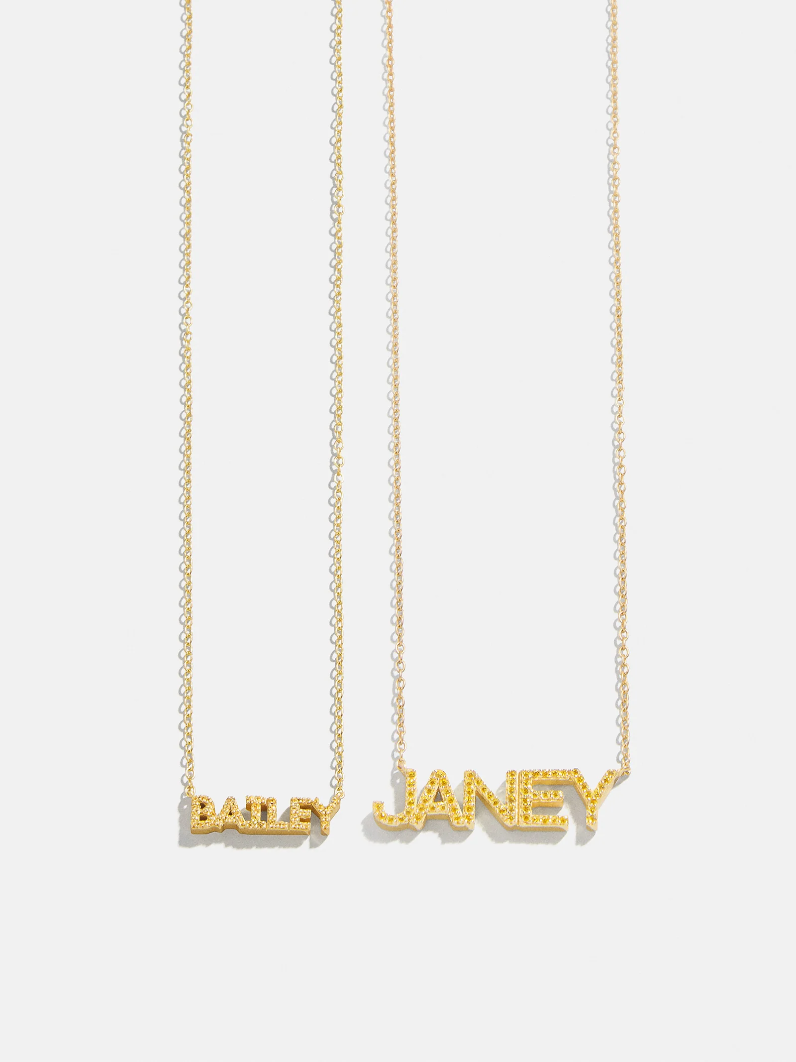 14K Gold Birthstone Custom Nameplate Necklace - Topaz