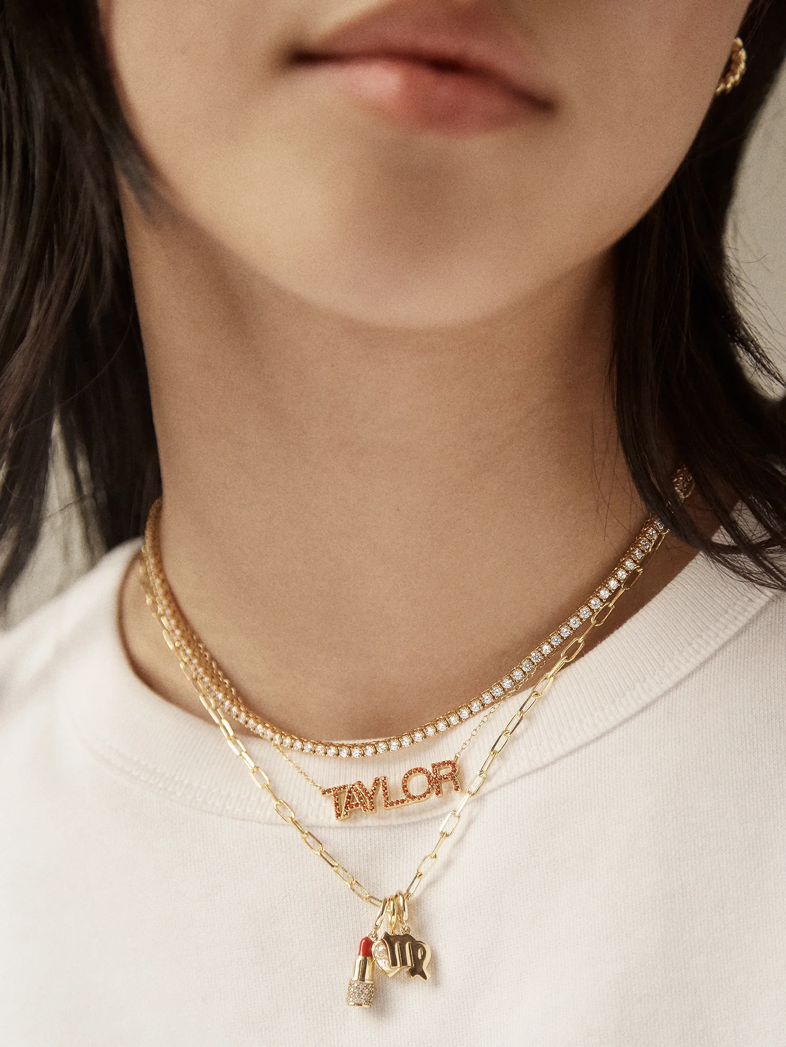 14K Gold Birthstone Custom Nameplate Necklace - Topaz - Image 7