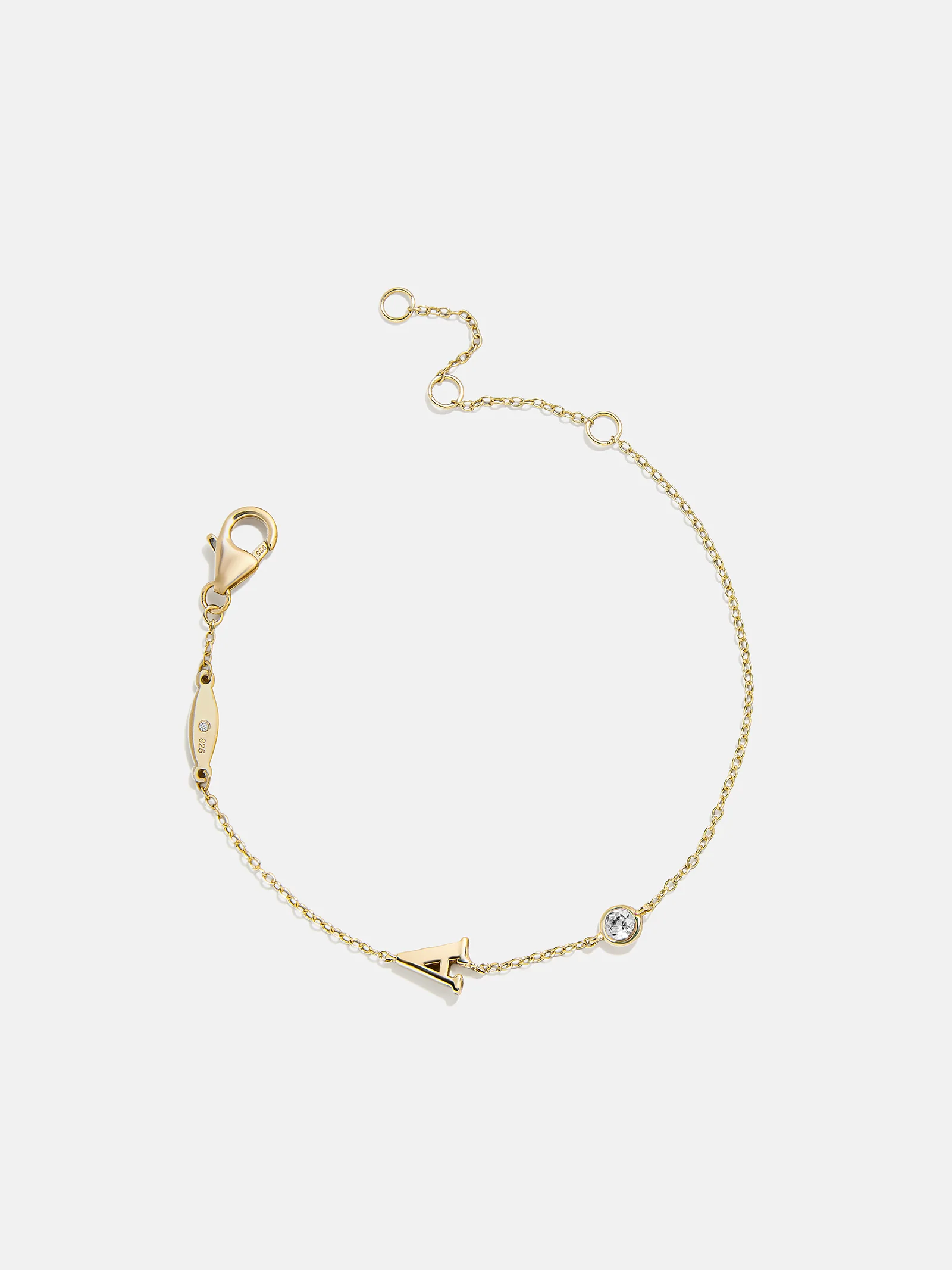 14K Gold Initial Birthstone Custom Bracelet - Crystal - Image 5