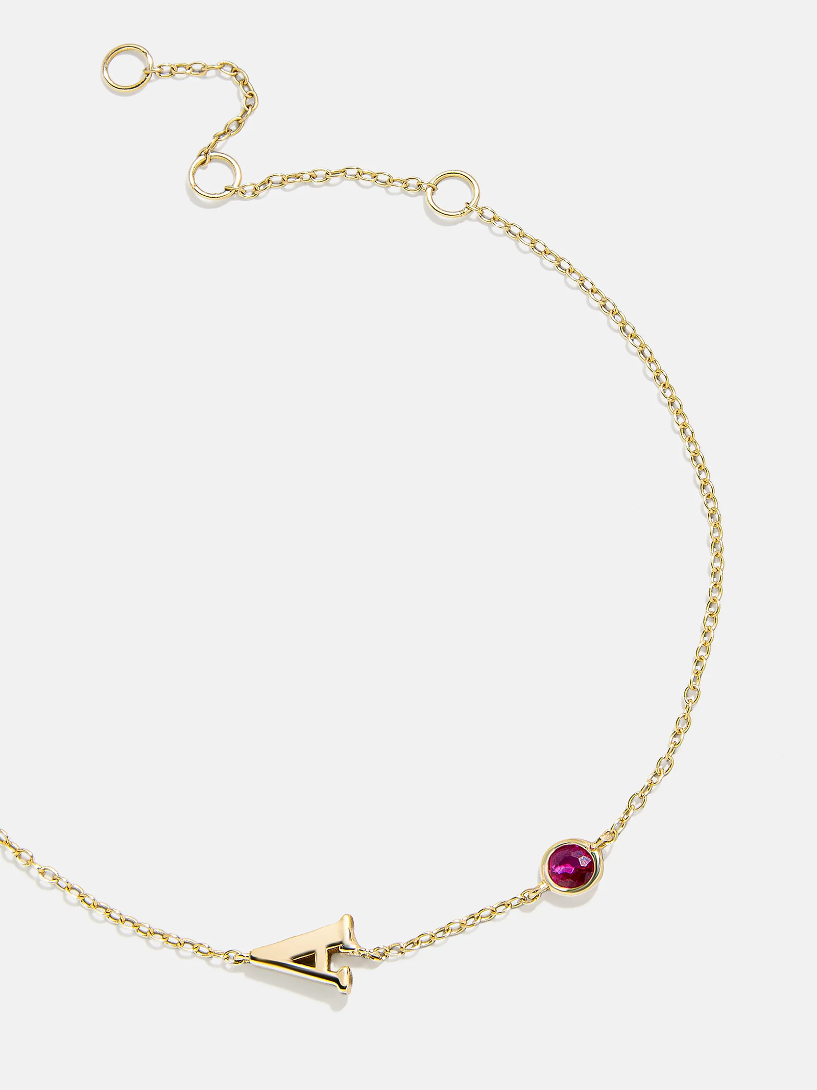 14K Gold Initial Birthstone Custom Bracelet - Rose