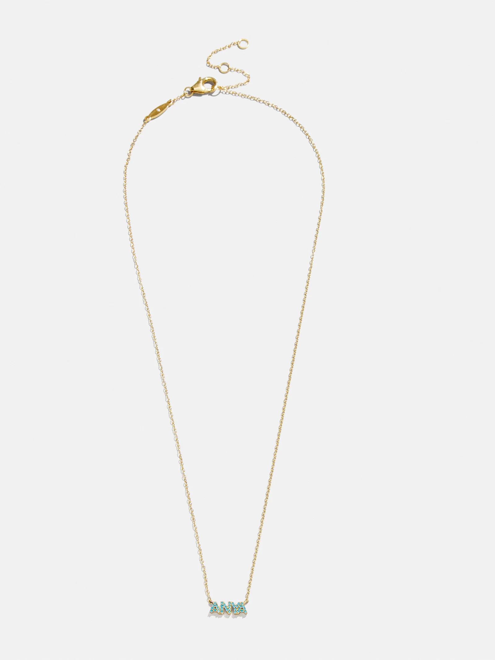14K Gold Semi-Precious Custom Nameplate Necklace - Turquoise - Image 5