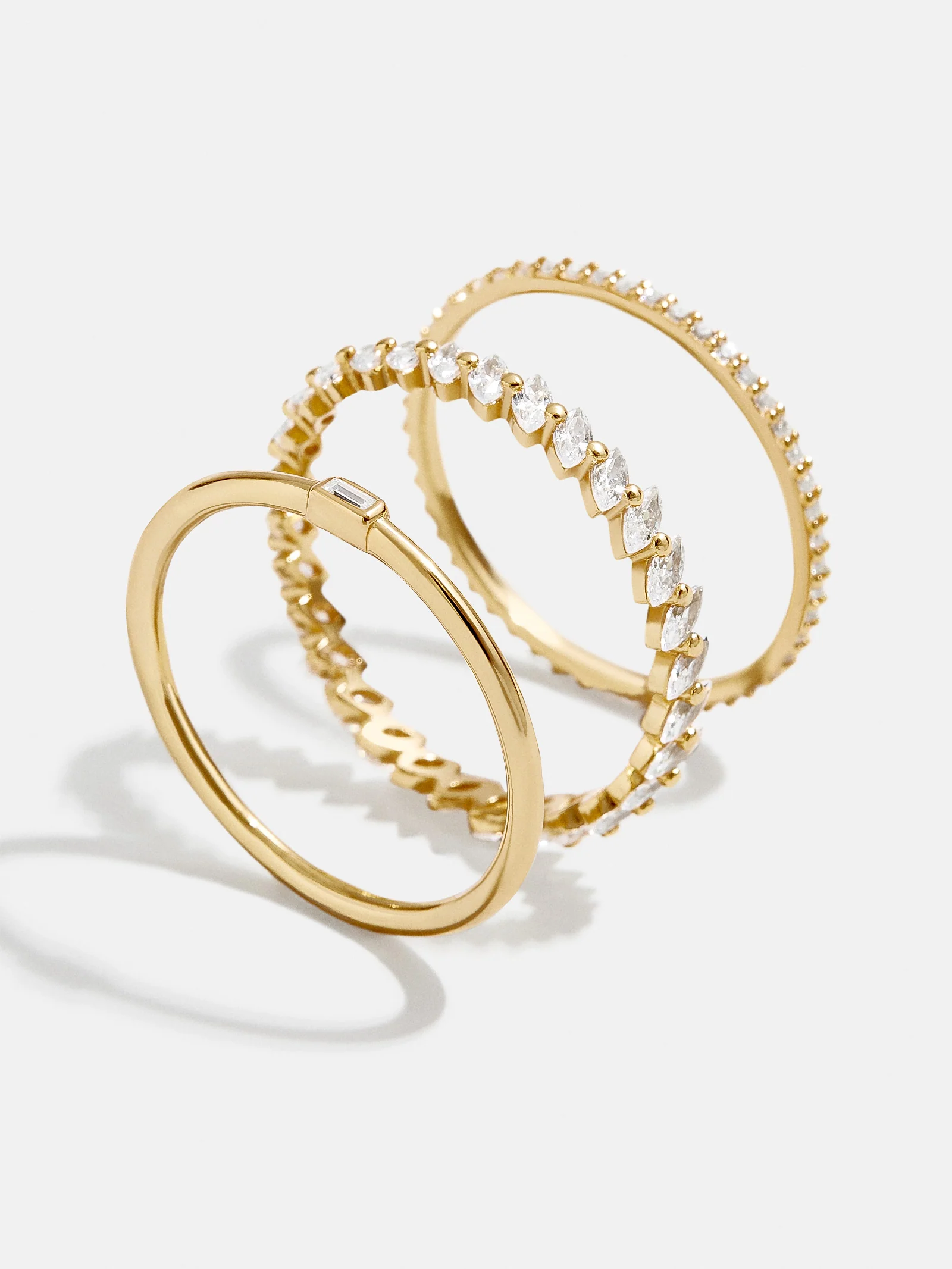 Molly 18K Gold Ring Set - Gold/Pavé - Image 3