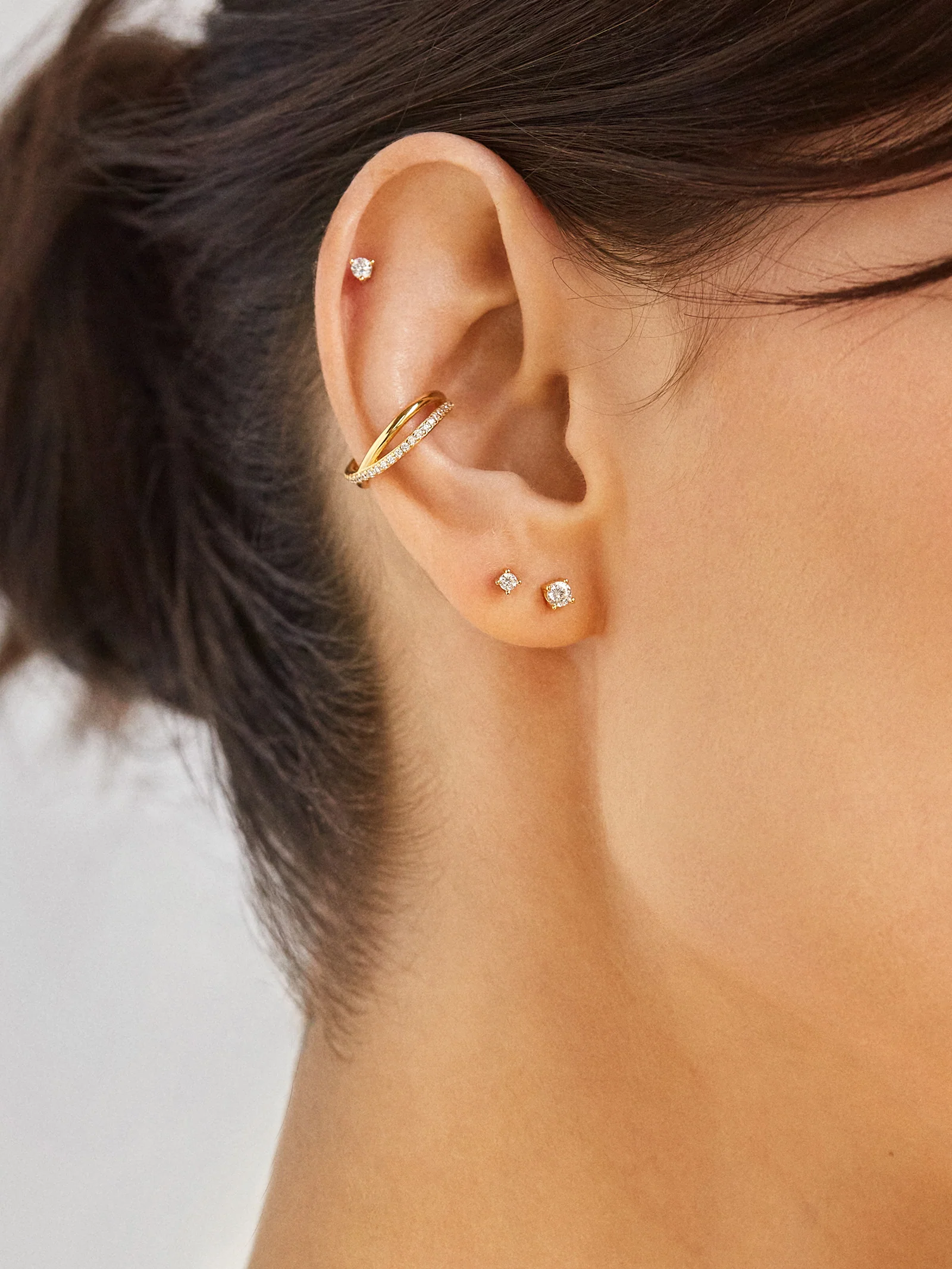 Mercedes 18K Gold Ear Cuff - Gold/Pavé - Image 2