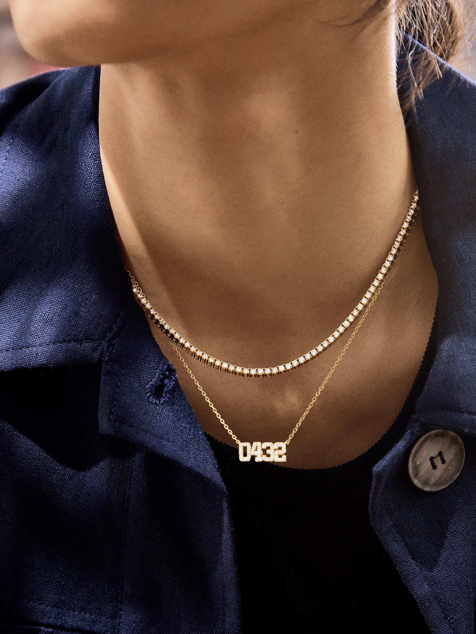14K Gold Varsity Font Custom Number Necklace - Varsity Font Numbers - Image 6