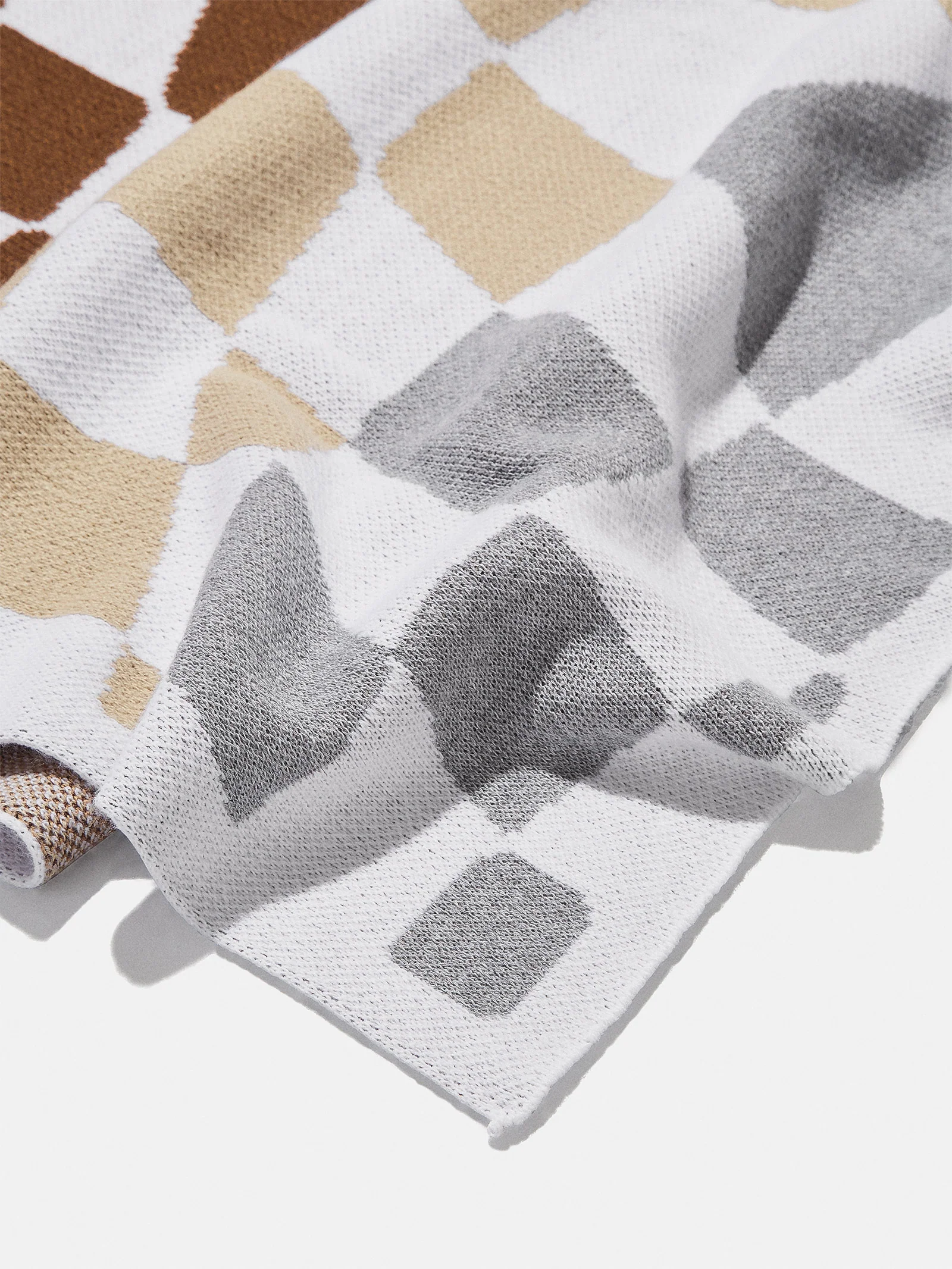 3D Check Custom Blanket - White/Brown - Image 4