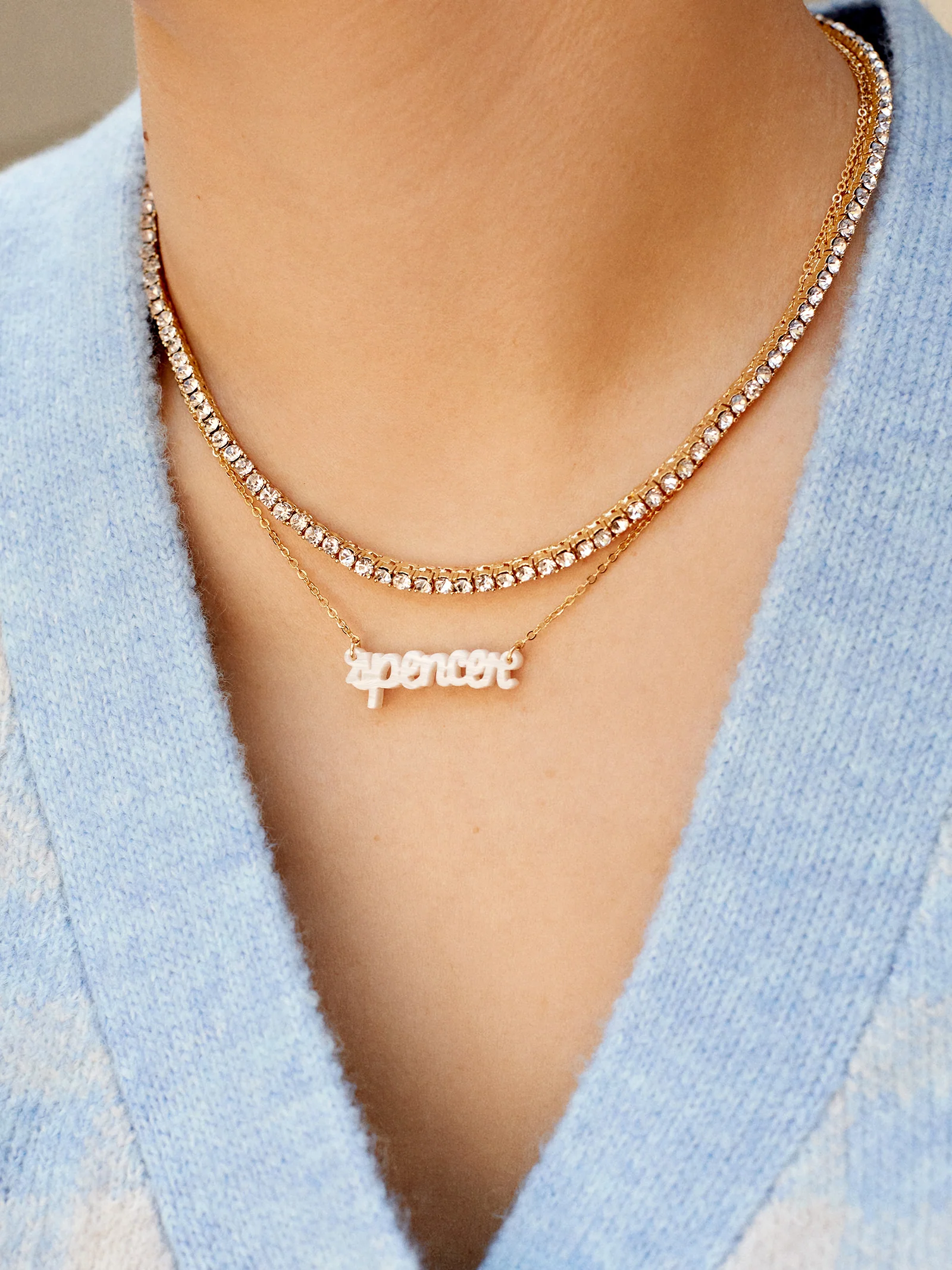 Acrylic Custom Nameplate Necklace - Gold - Image 4