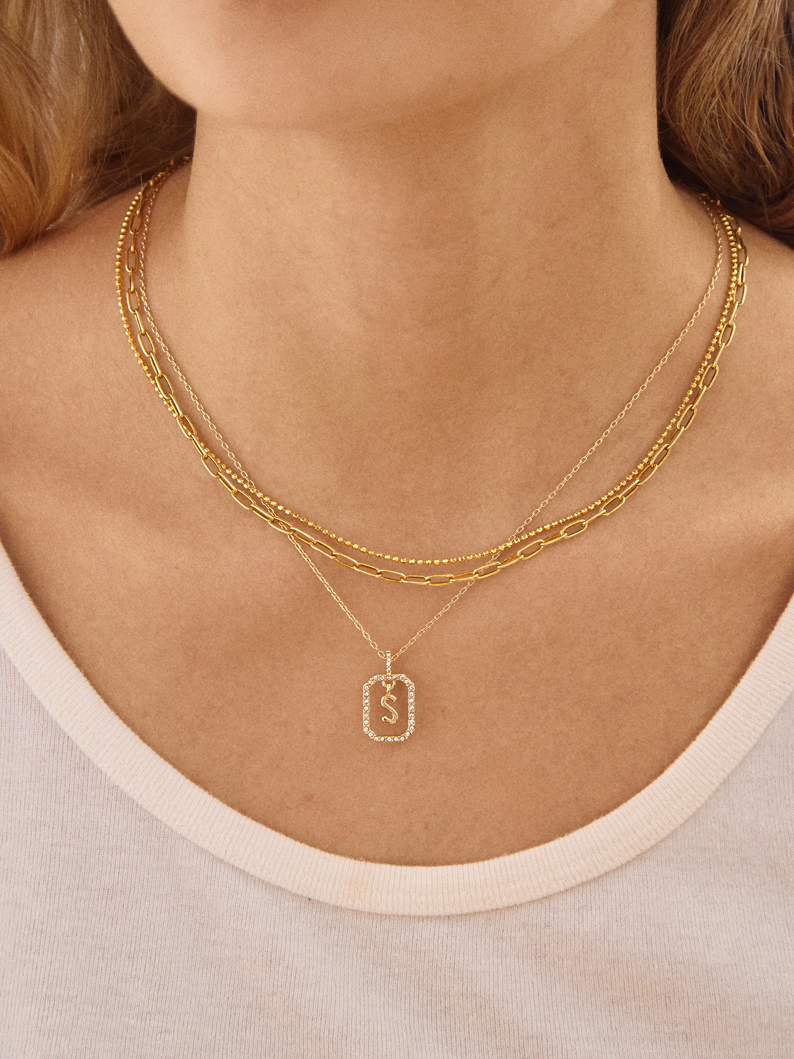 Alicia Initial Necklace - Gold/Pavé - Image 2