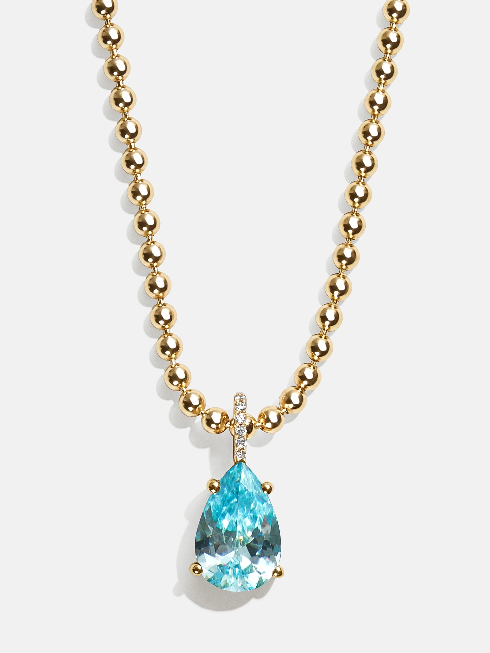 Esther 18K Gold Plated Sterling Silver Birthstone Necklace - Aquamarine