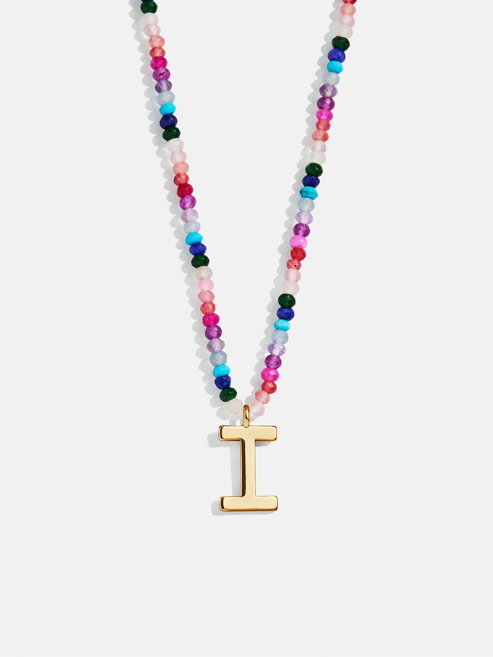 Semi-Precious Block Initial Necklace - Dark Multi - Image 11
