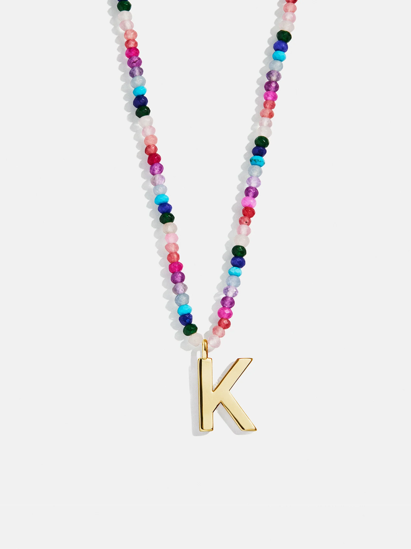 Semi-Precious Block Initial Necklace - Dark Multi - Image 13