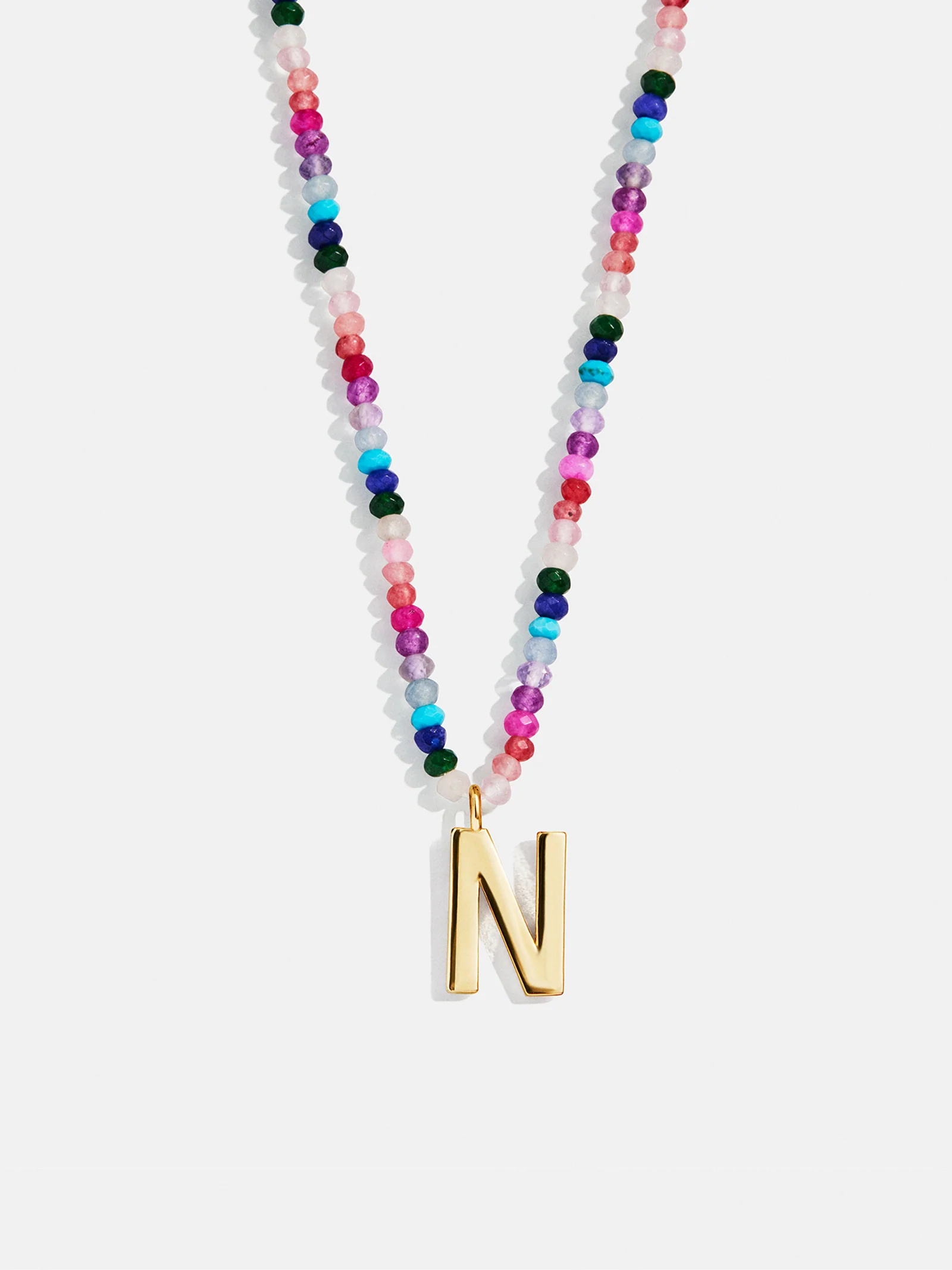 Semi-Precious Block Initial Necklace - Dark Multi - Image 16