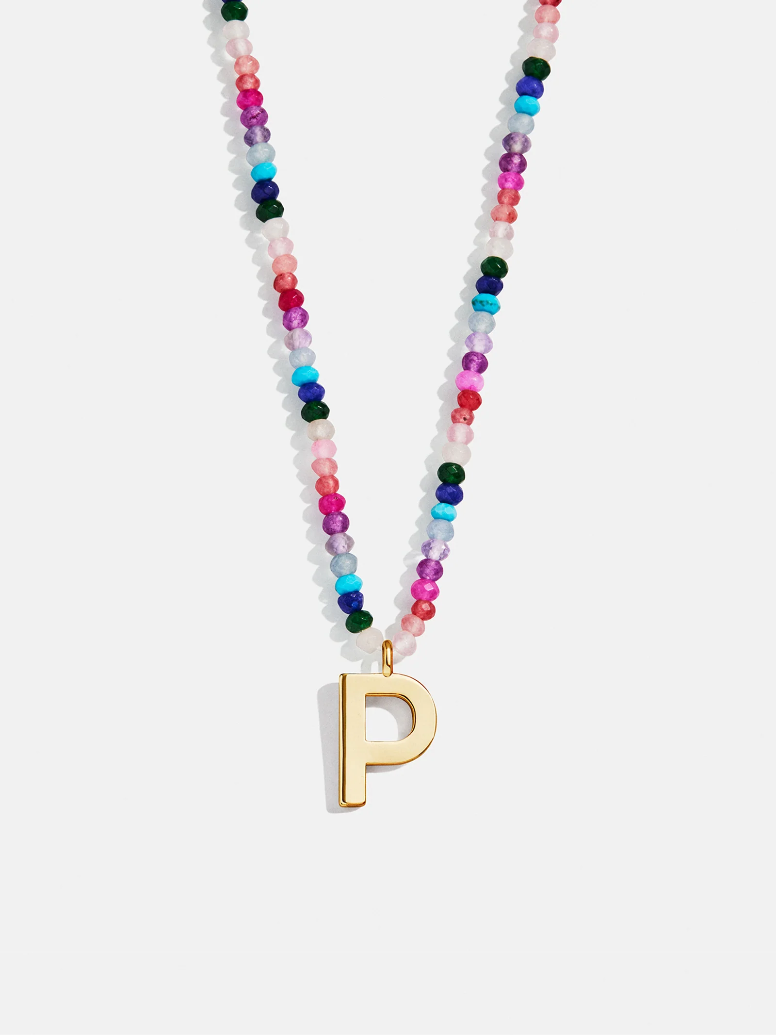 Semi-Precious Block Initial Necklace - Dark Multi - Image 18