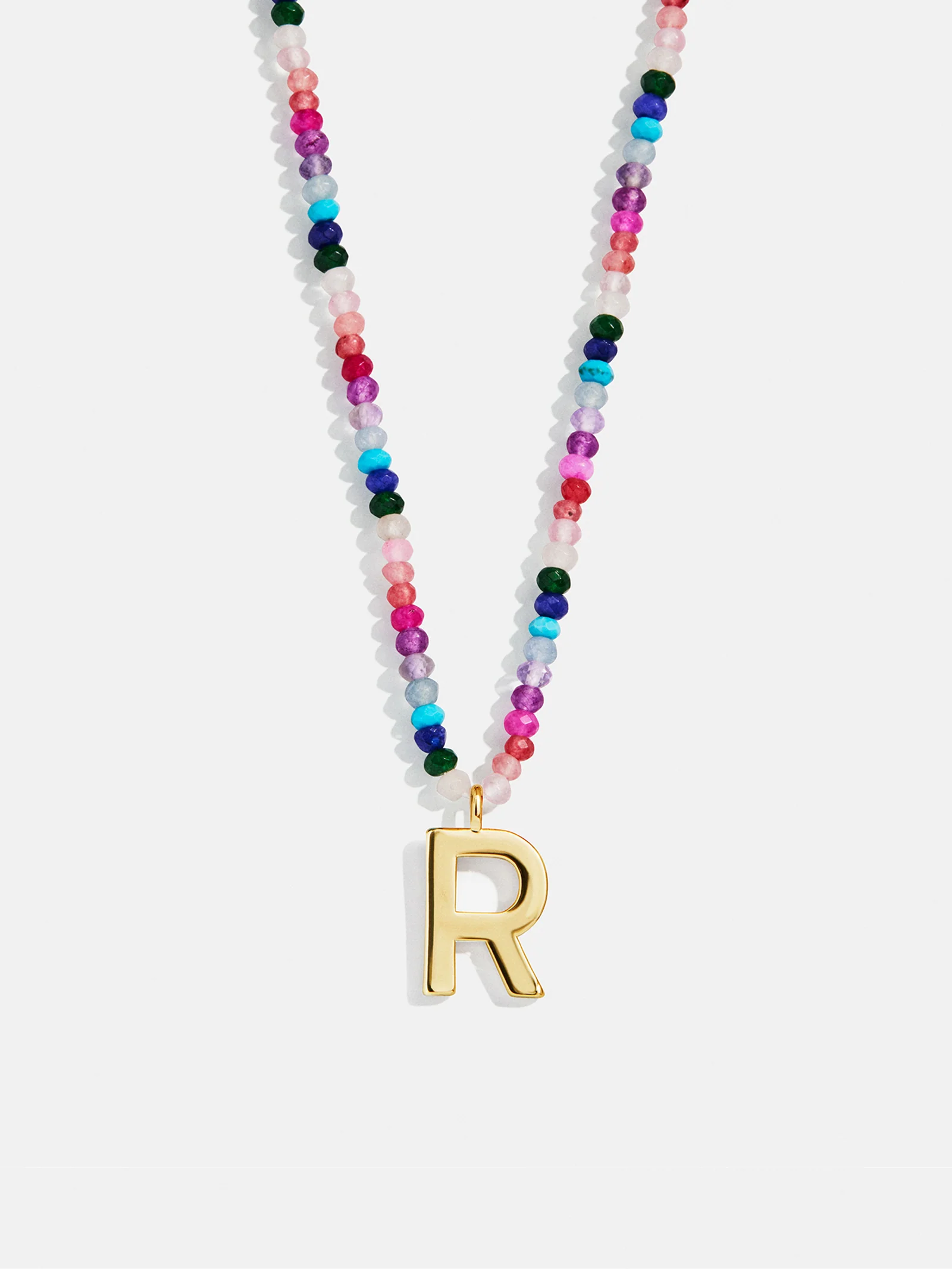 Semi-Precious Block Initial Necklace - Dark Multi - Image 20