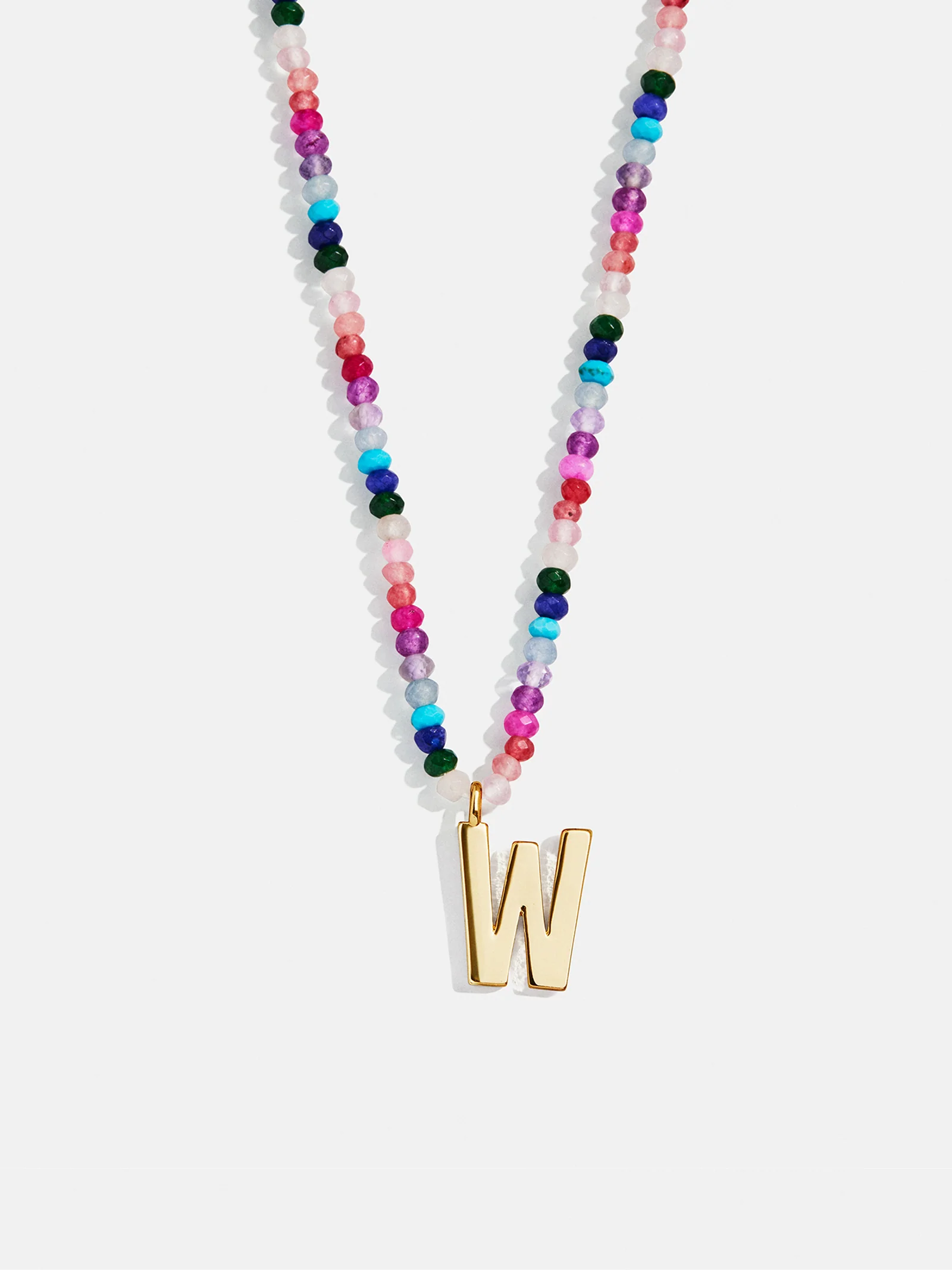 Semi-Precious Block Initial Necklace - Dark Multi - Image 25