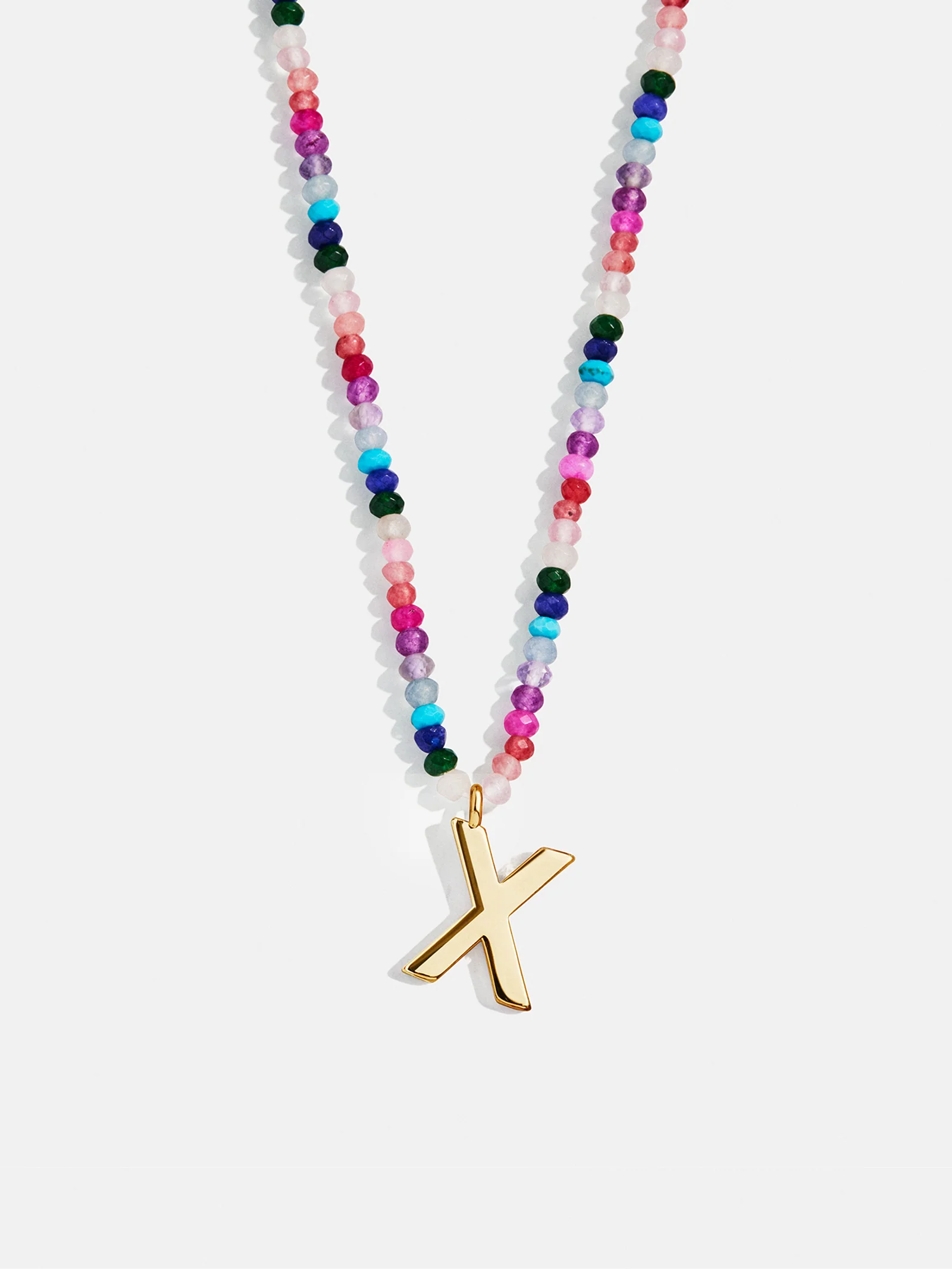 Semi-Precious Block Initial Necklace - Dark Multi - Image 26