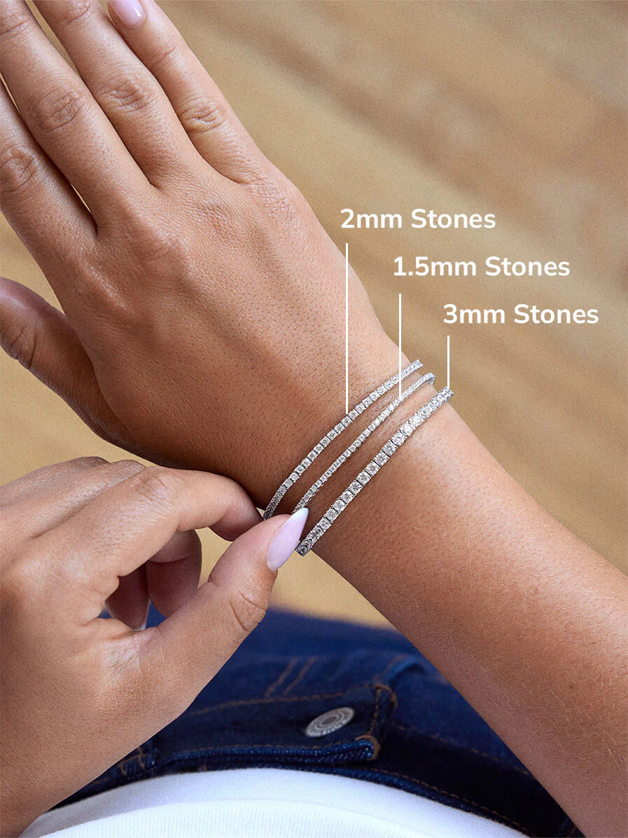 Billie Silver Tennis Bracelet - Rhodium Plated Silver - Image 11