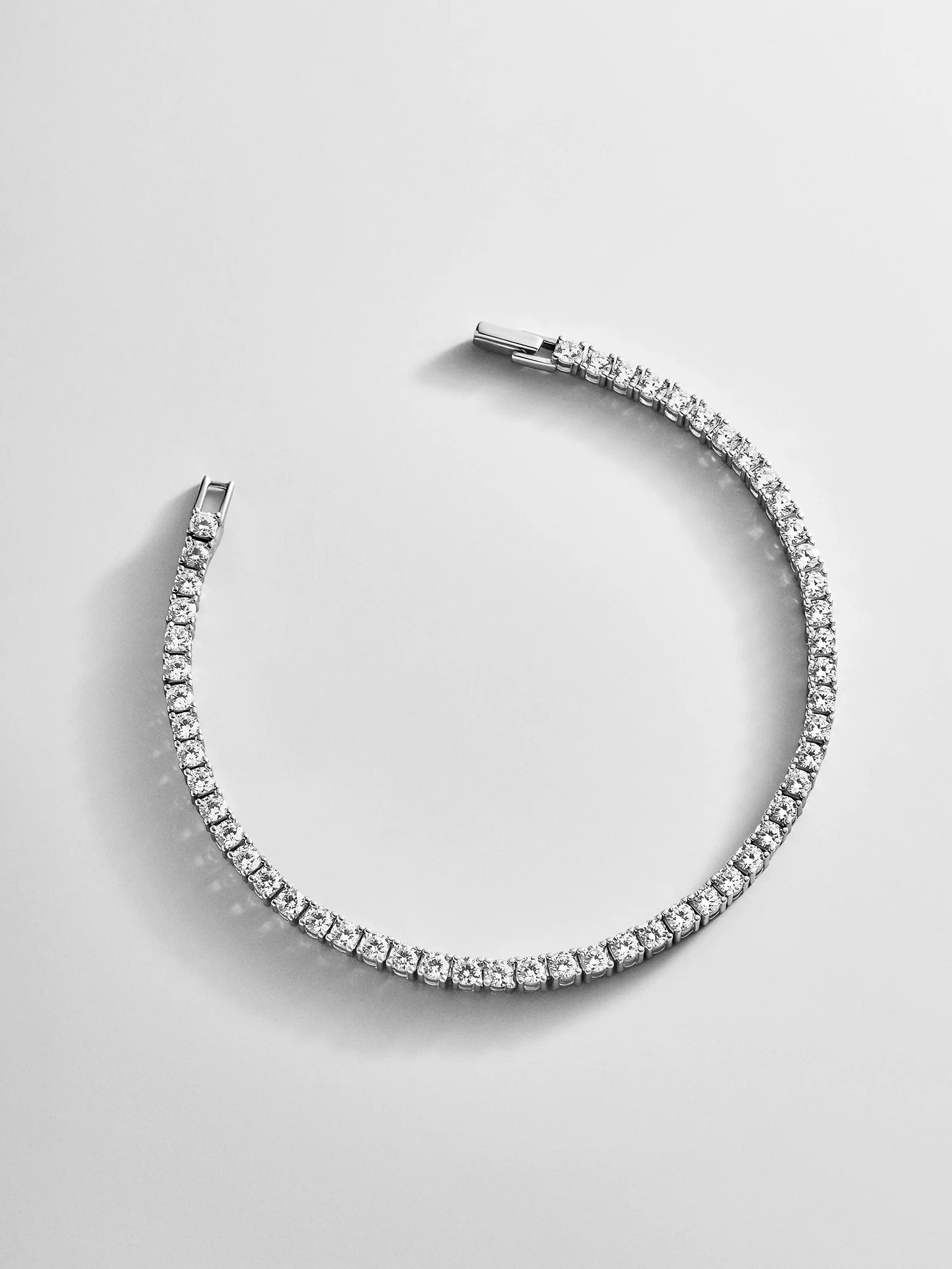 Billie Silver Tennis Bracelet - Rhodium Plated Silver - Image 10