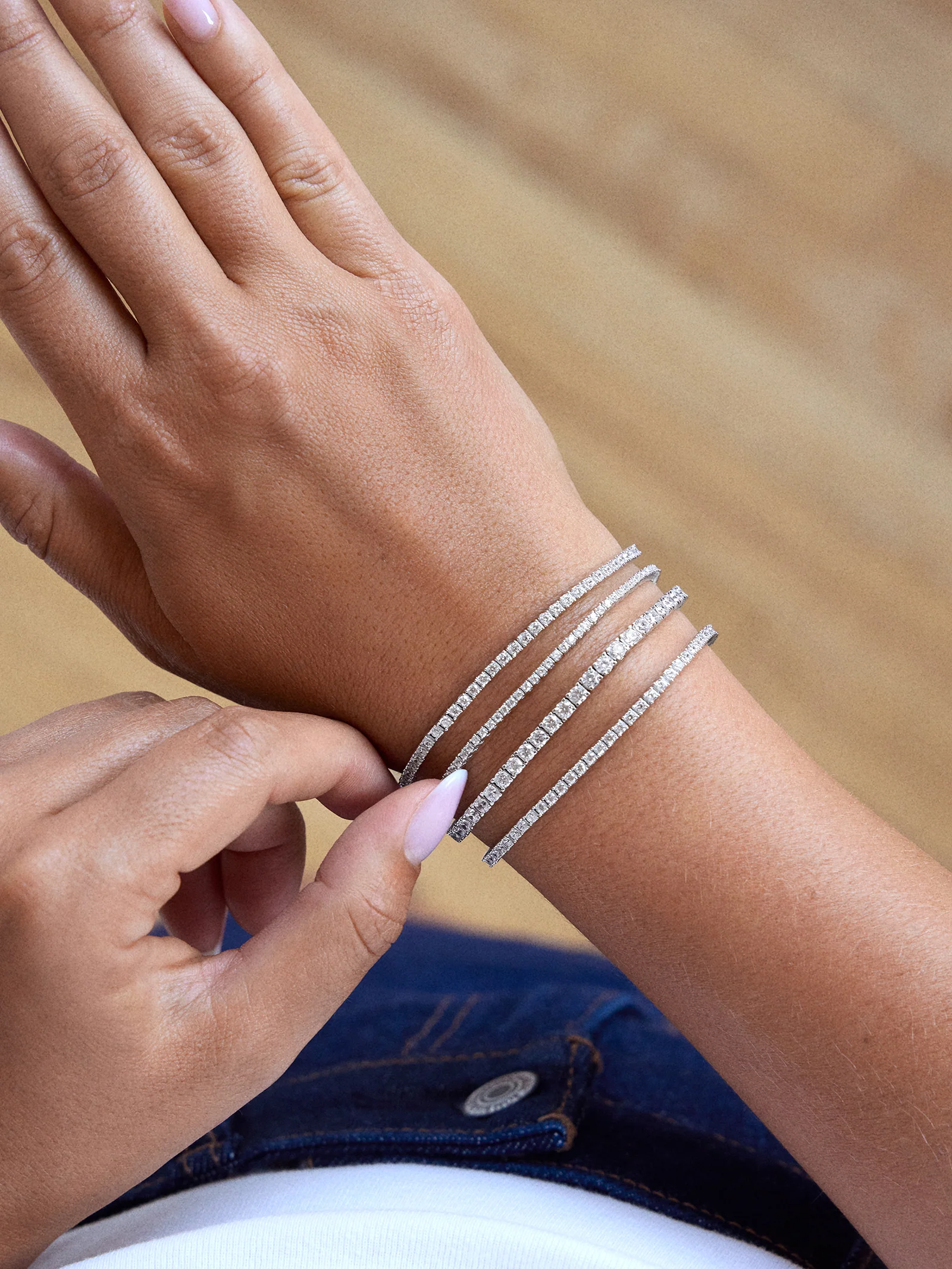 Billie Silver Tennis Bracelet - Rhodium Plated Silver - Image 3