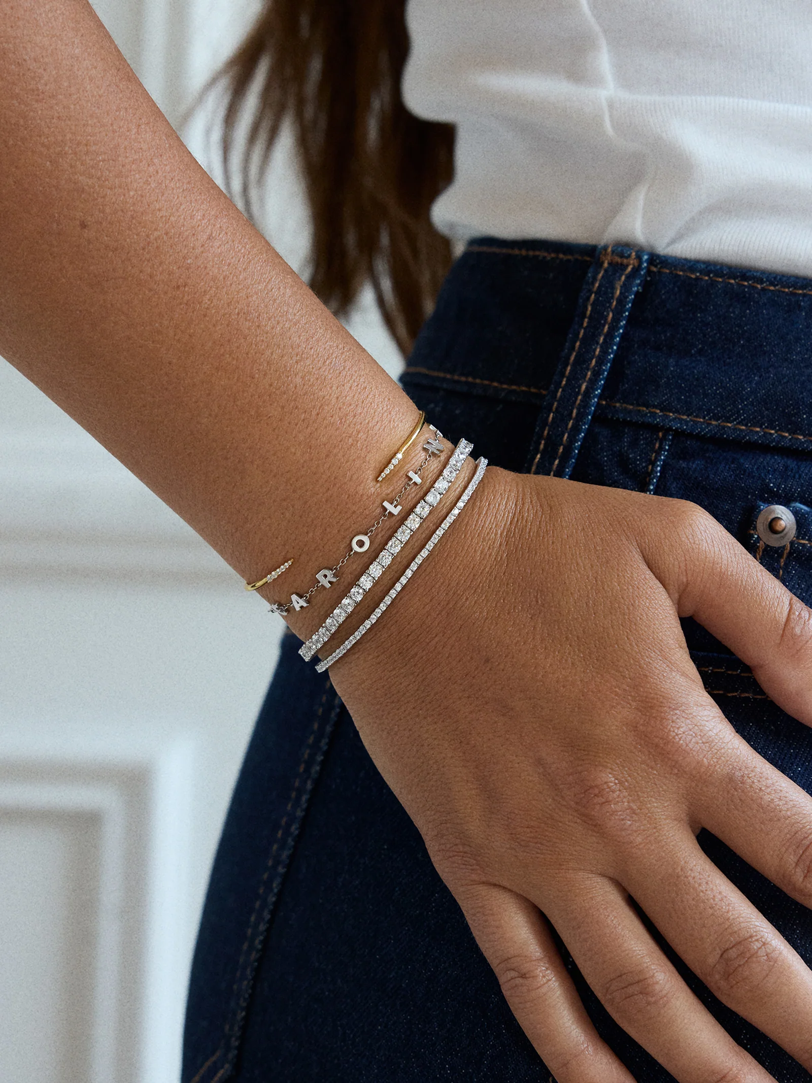 Billie Silver Tennis Bracelet - Rhodium Plated Silver - Image 9