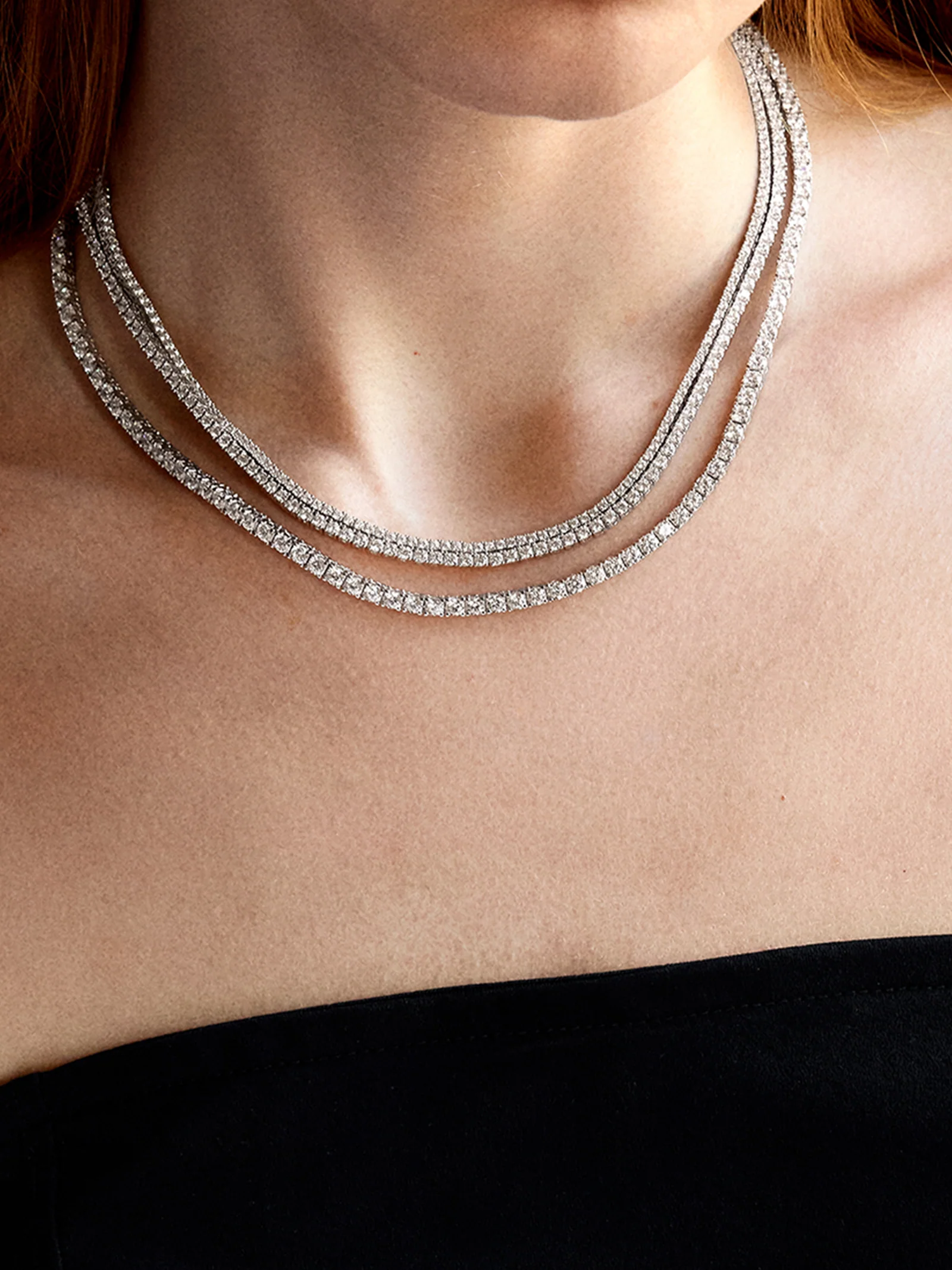Billie Silver Tennis Necklace - Rhodium Plated Silver - Image 3
