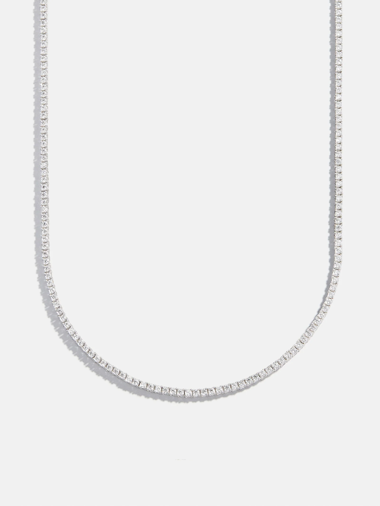 Billie Silver Tennis Necklace - Rhodium Plated Silver - Image 4