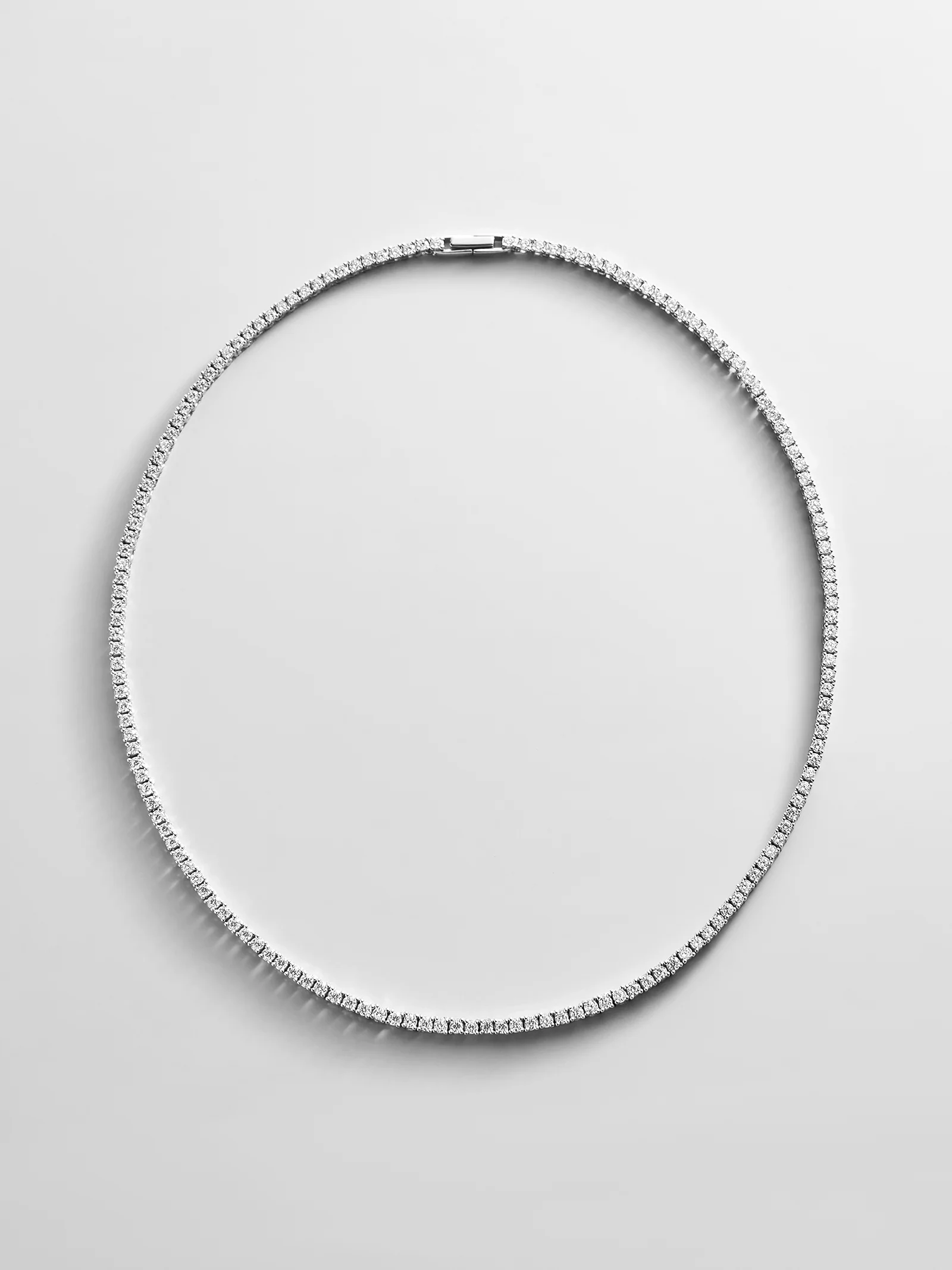 Billie Silver Tennis Necklace - Rhodium Plated Silver - Image 5