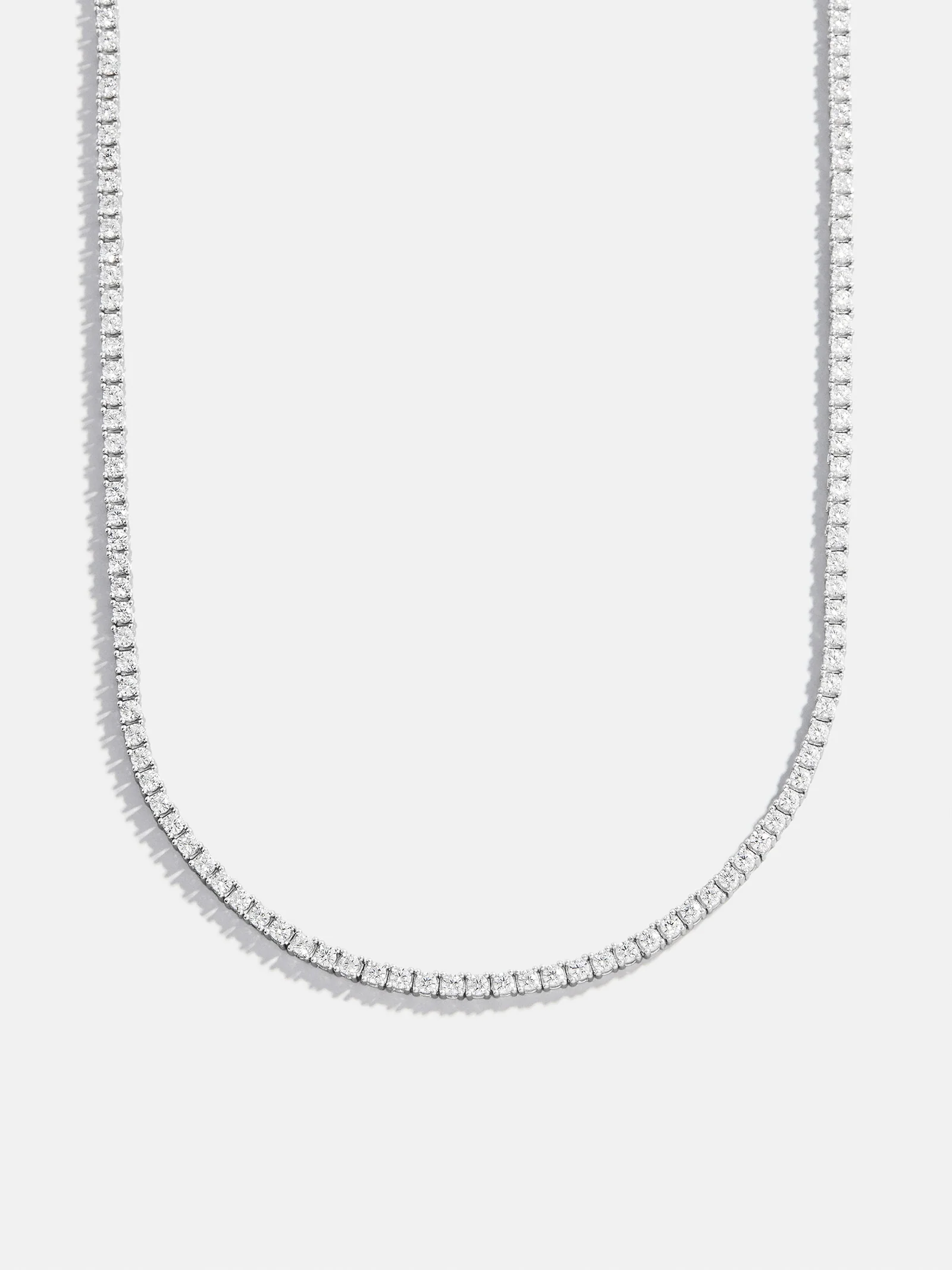 Billie Silver Tennis Necklace - Rhodium Plated Silver - Image 7