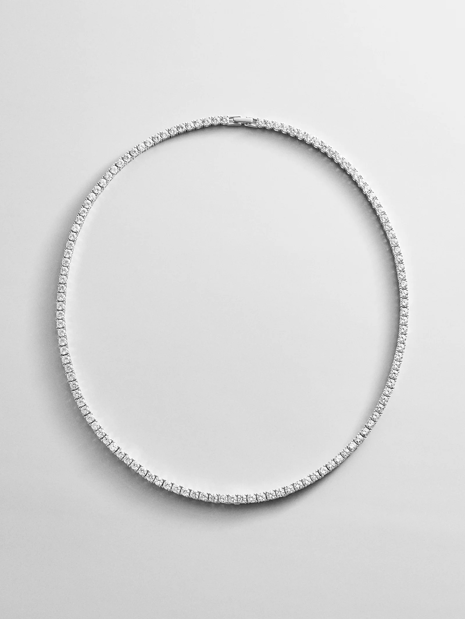 Billie Silver Tennis Necklace - Rhodium Plated Silver - Image 8