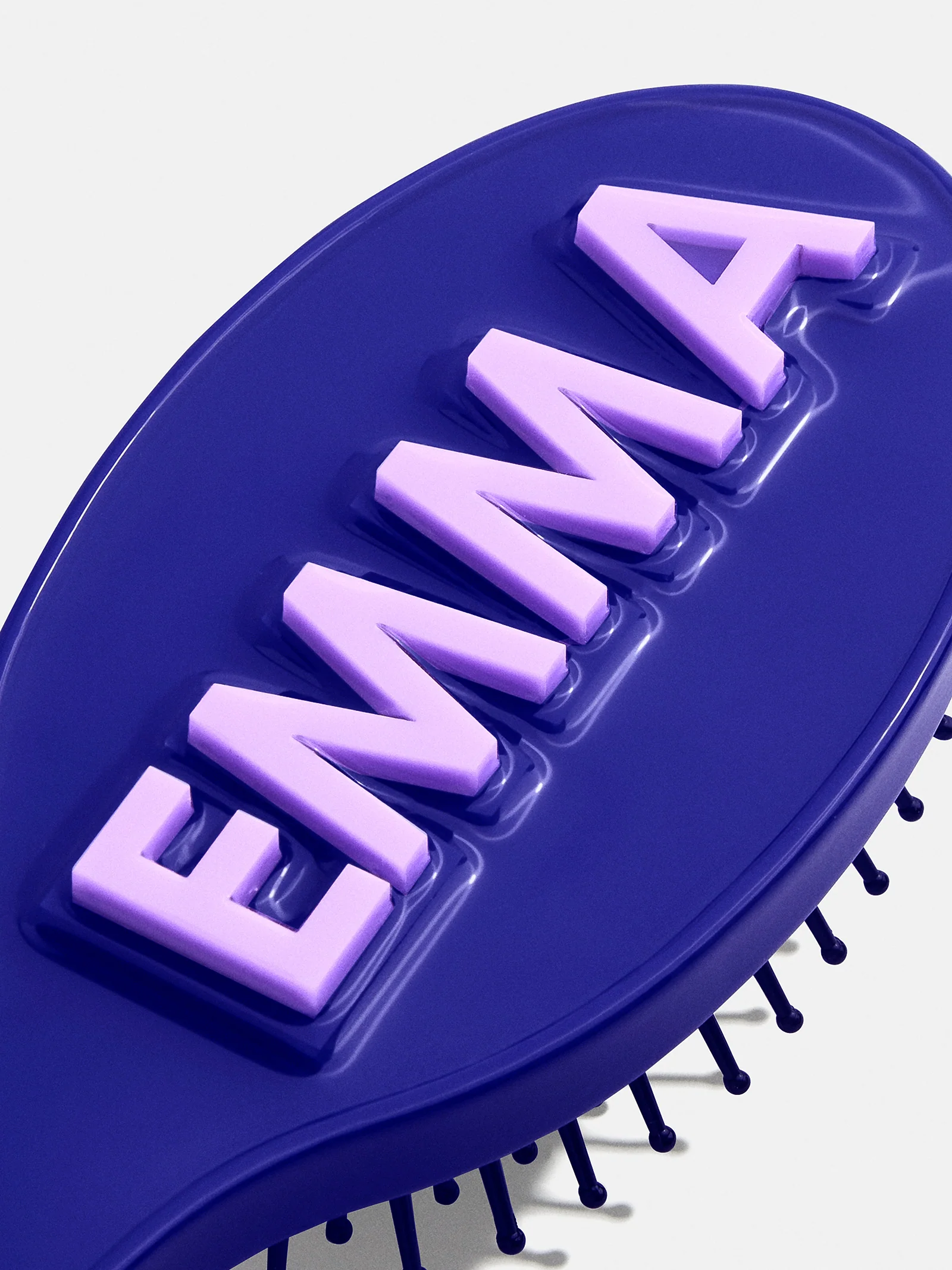 Mini Block Font Custom Hair Brush  - Navy/Light Purple - Image 3
