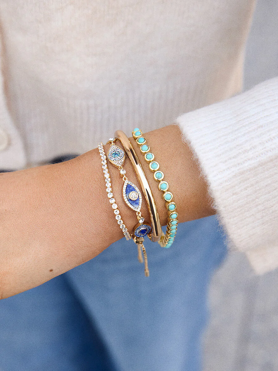 Nina Semi-Precious Bracelet - Gold/Turquoise - Image 3