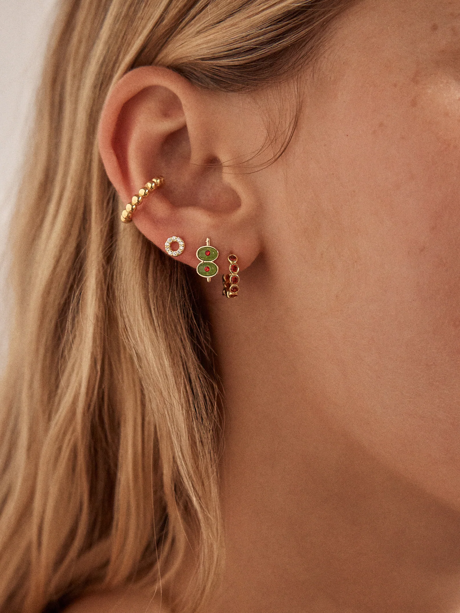 Briny Baby Olive Earrings - Green - Image 2