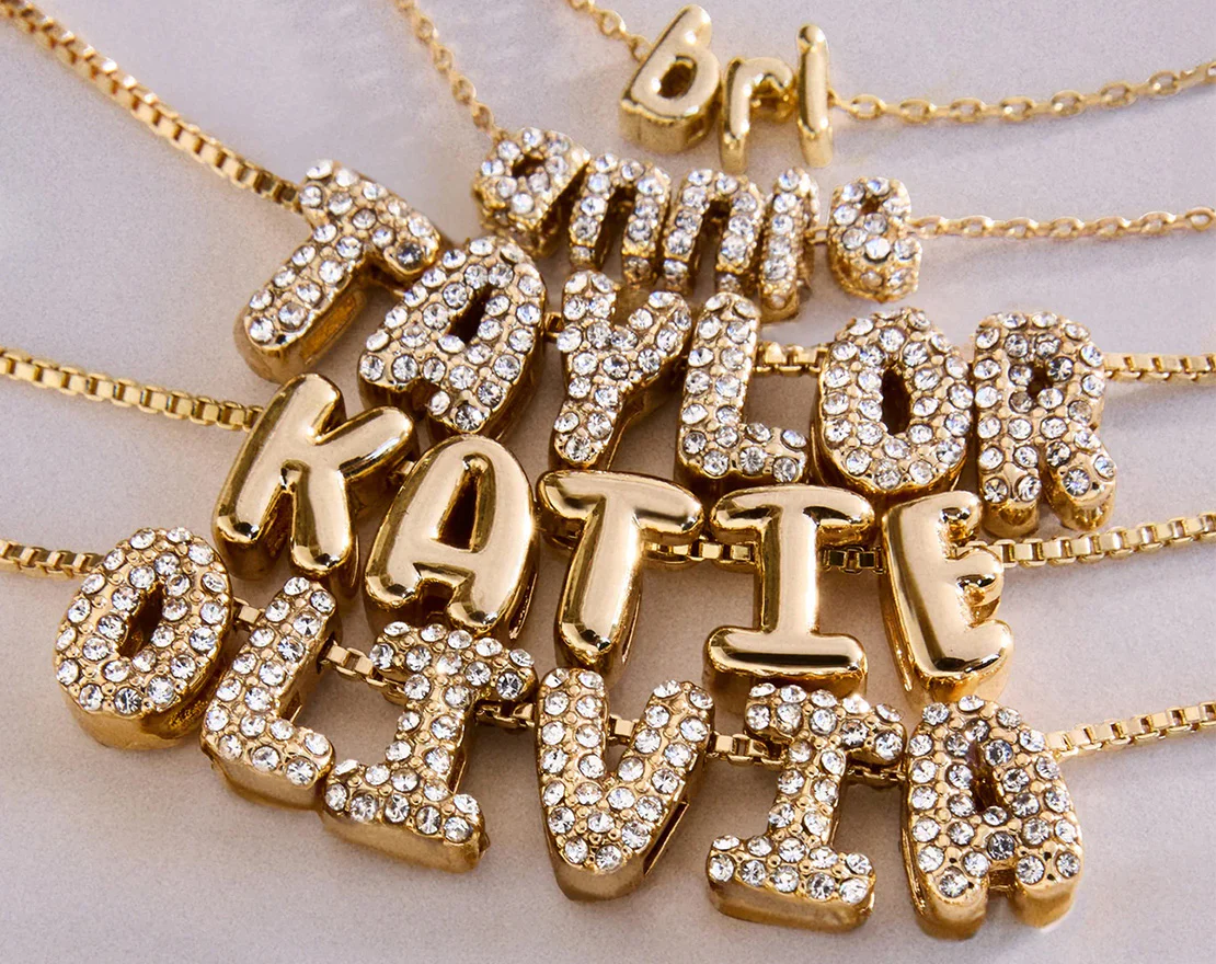 Bubble Letter Custom Necklace - Extra Small Bubble Letter - Image 6