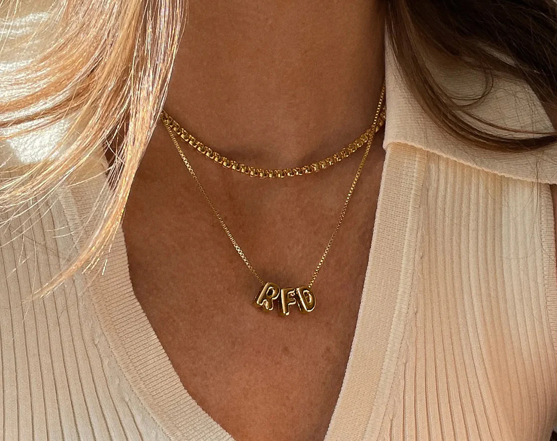 Bubble Letter Custom Necklace - Small Bubble Letter - Image 5