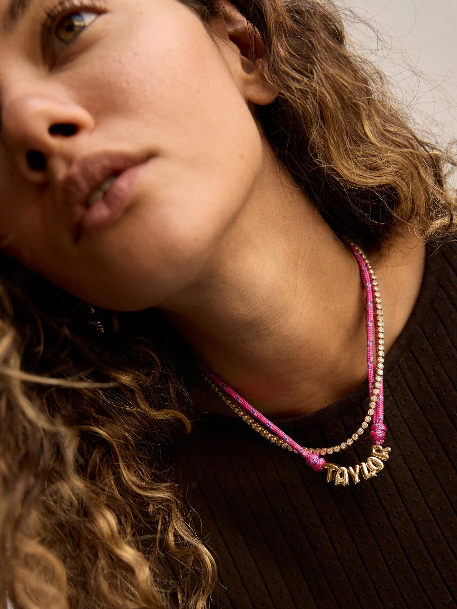 Bubble Letter Custom Paracord Necklace - Hot Pink - Image 2